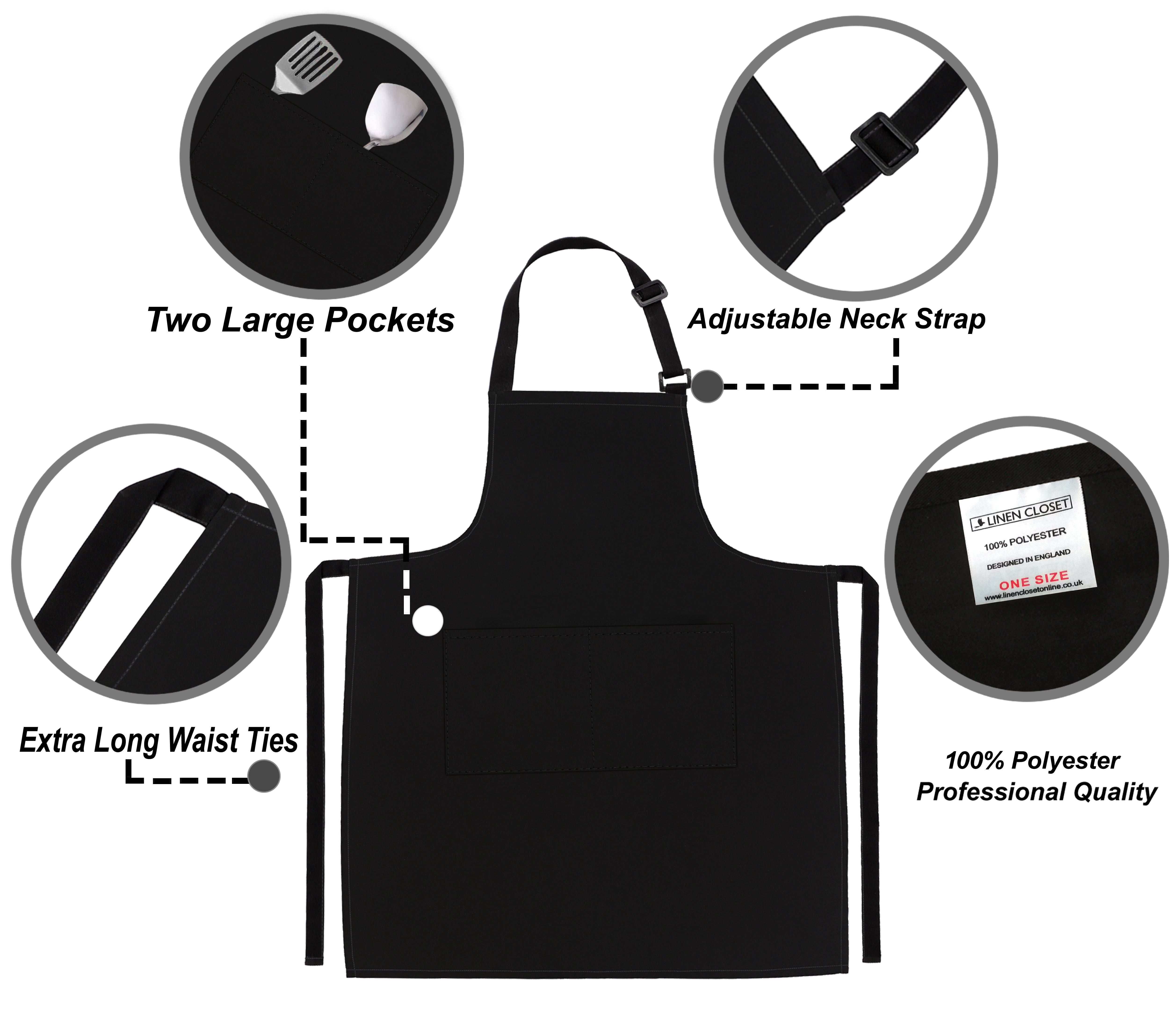 Black Kitchen Apron for Men Women Kitchen Chef Apron Order Taking Apron 4 Pack