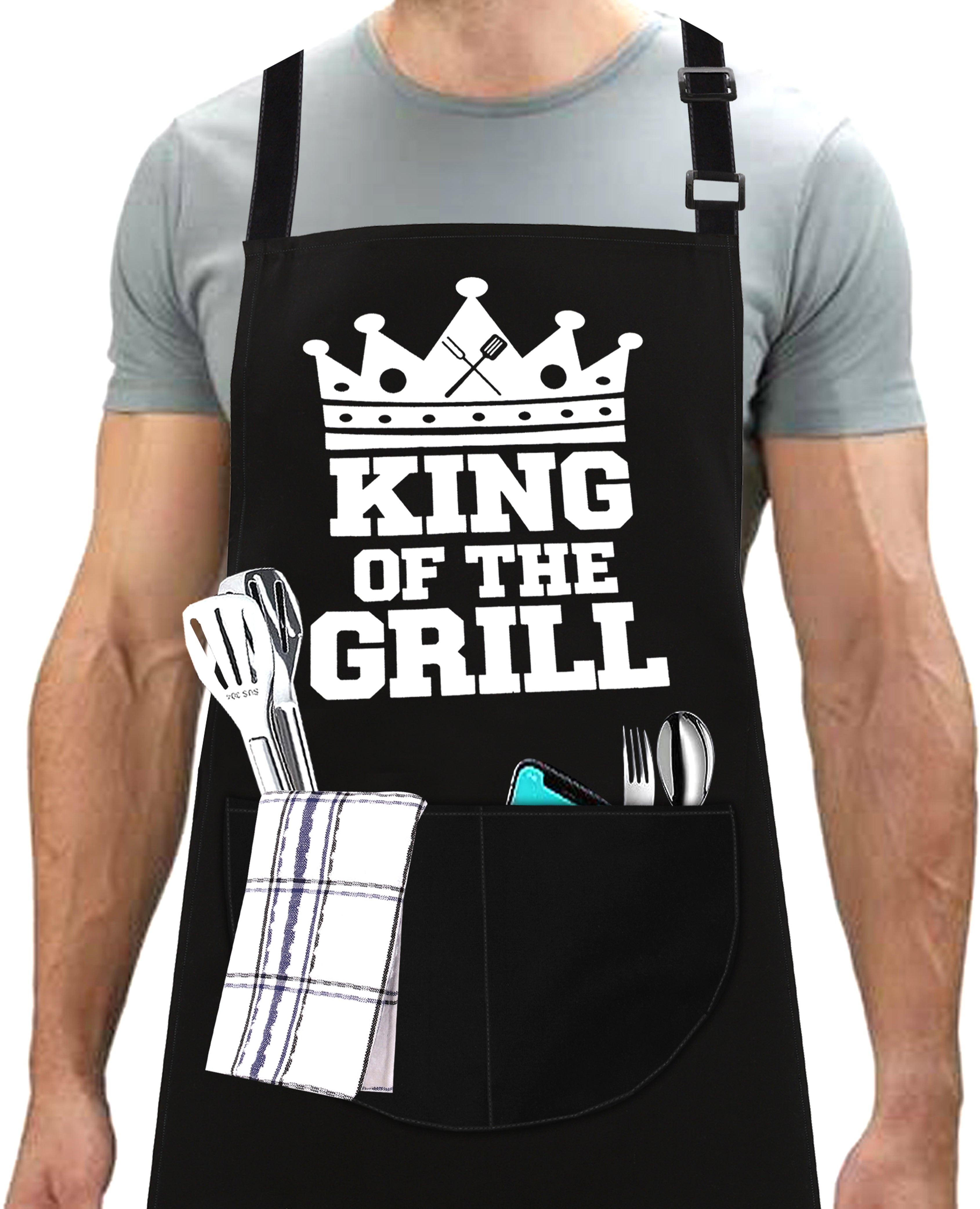 Kitchen Chef Apron King of the Grill Apron Black