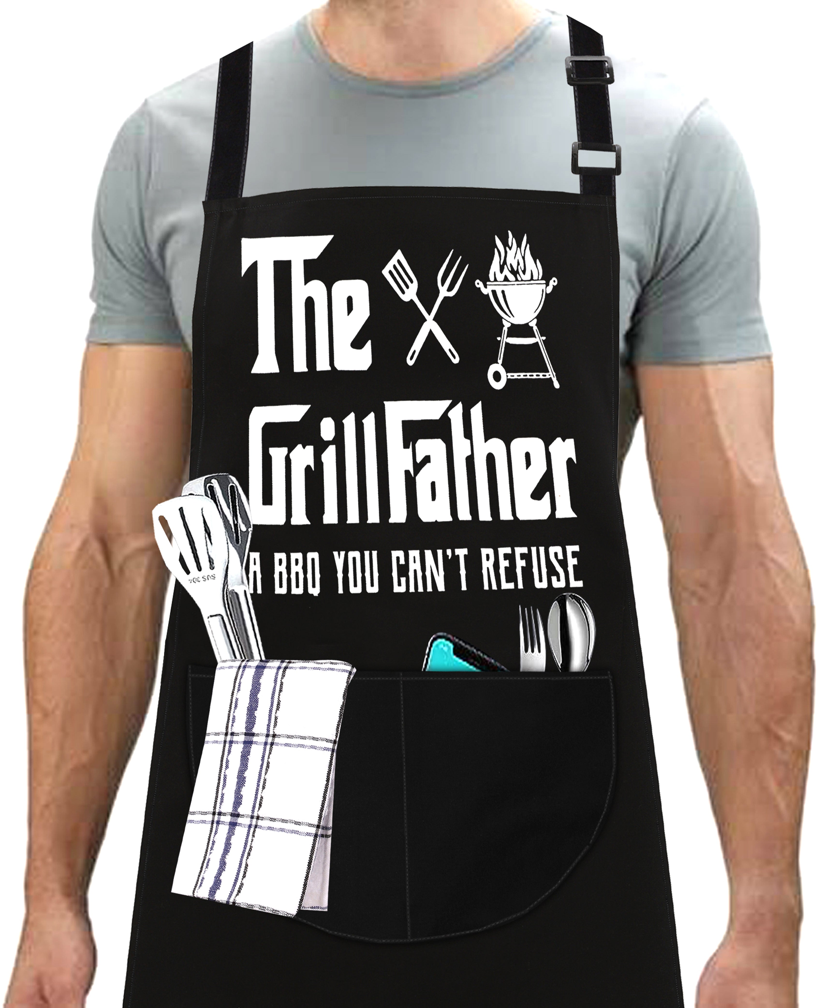 Kitchen Chef Cooking Aprons for Men Grill Father Apron