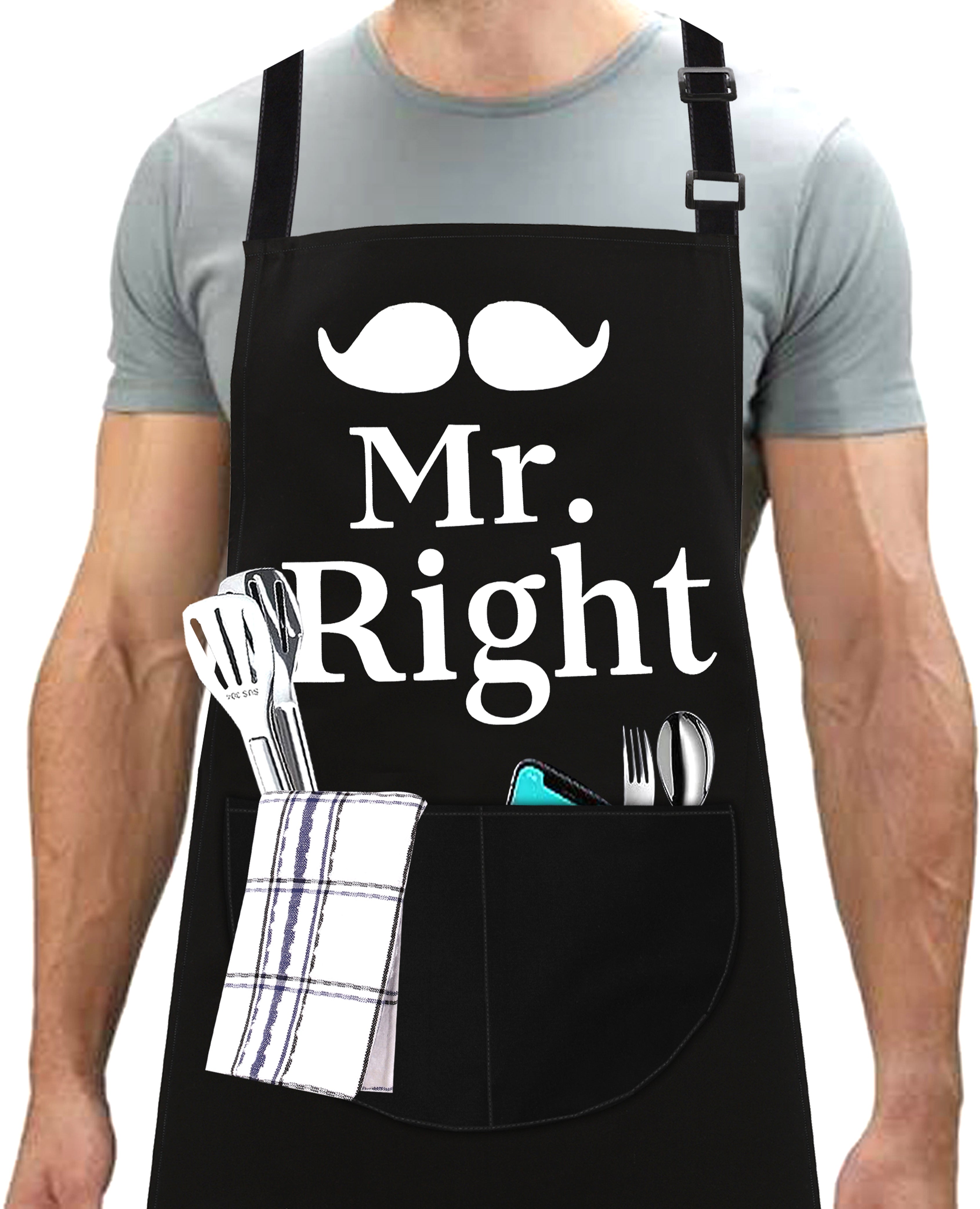 Baking Aprons for Men Baking Mr Right Apron Bakers Gift Grilling Apron