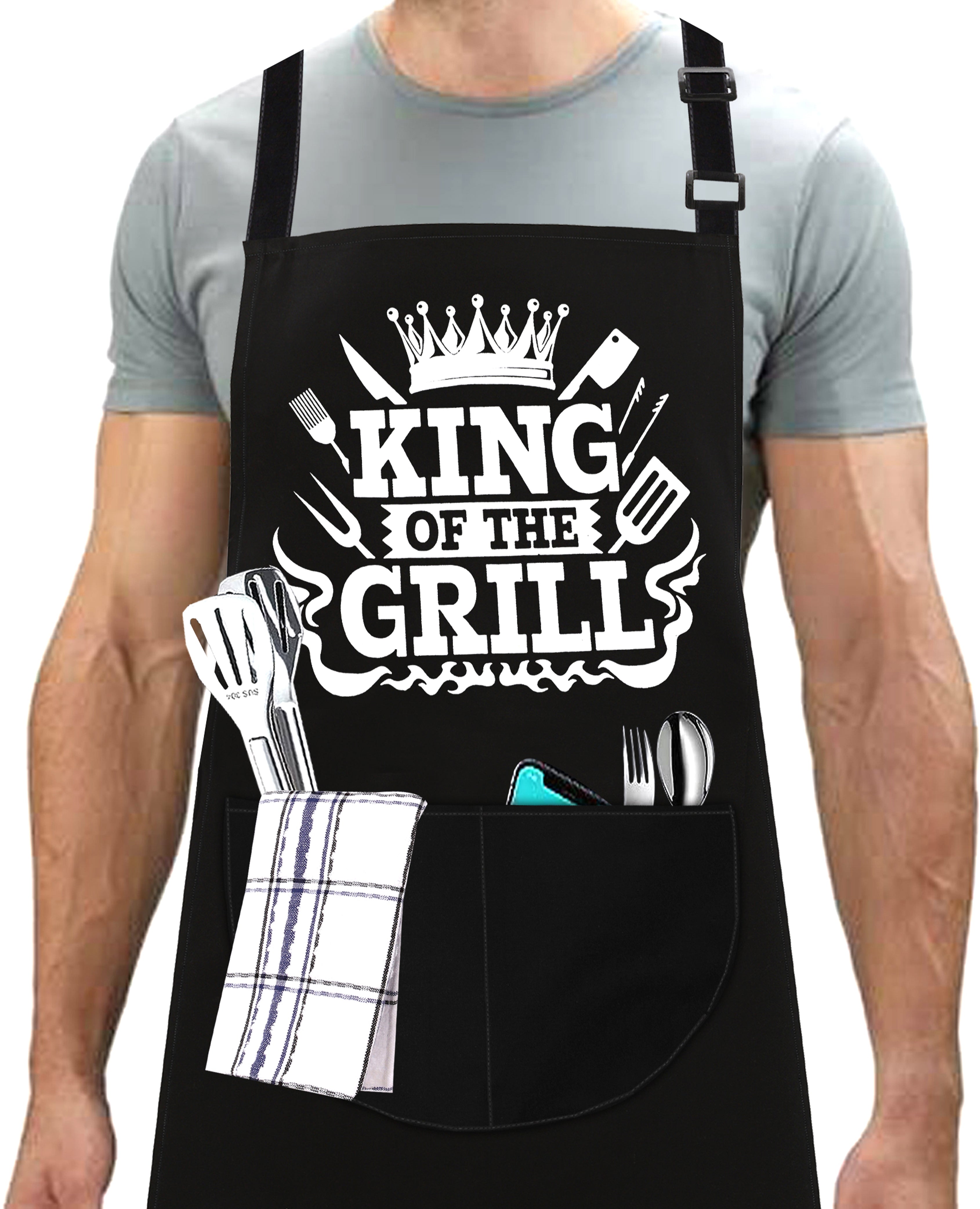 Kitchen Chef Cooking Aprons for Men Women King of the Grill Apron Style 3