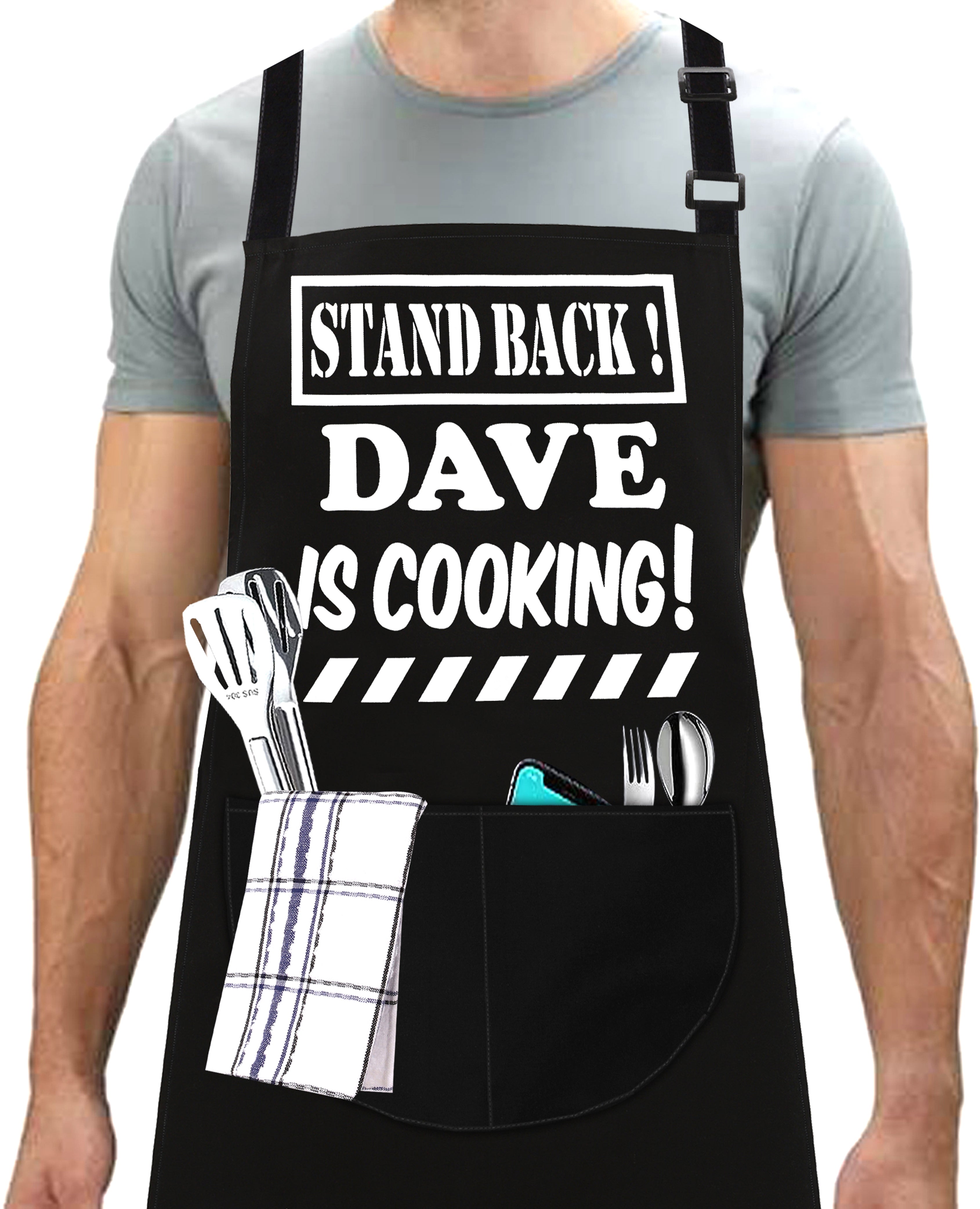 Kitchen Chef Apron Dave Is Cooking Apron Black