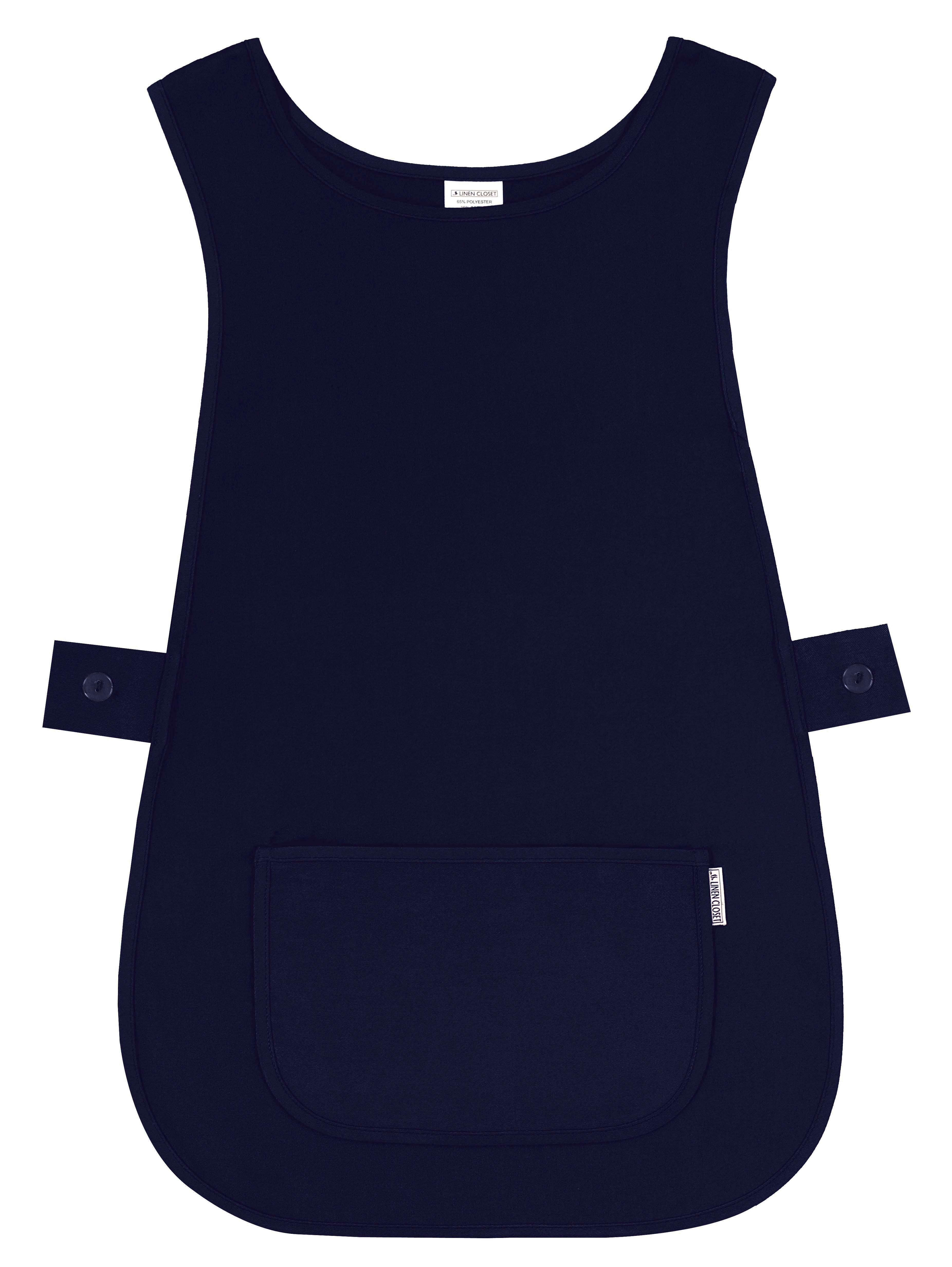 Self Tabard Apron With Front Pocket Navy Blue