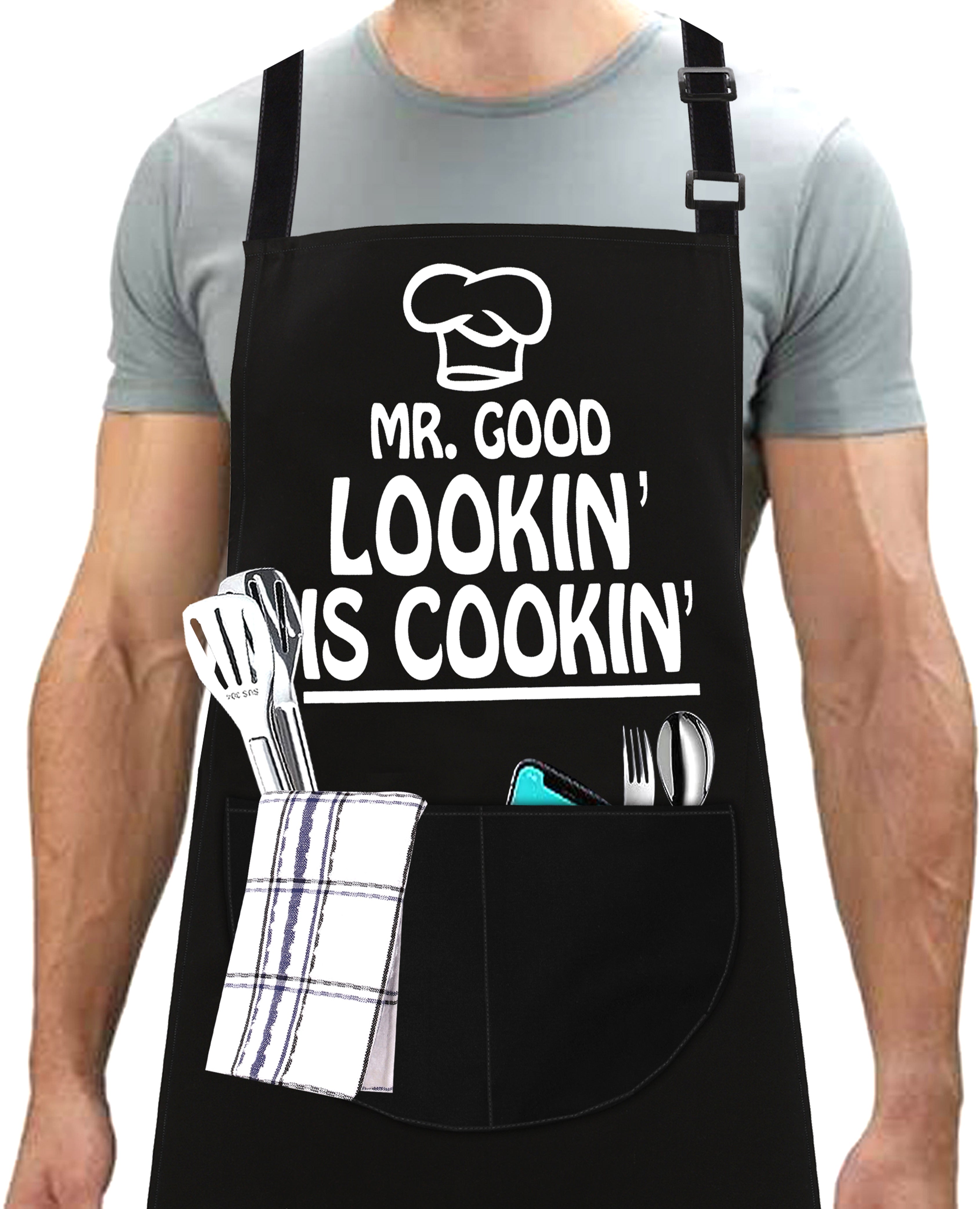 Kitchen Chef Cooking Apron Mr Good Looking Is Cooking Apron for Men Women