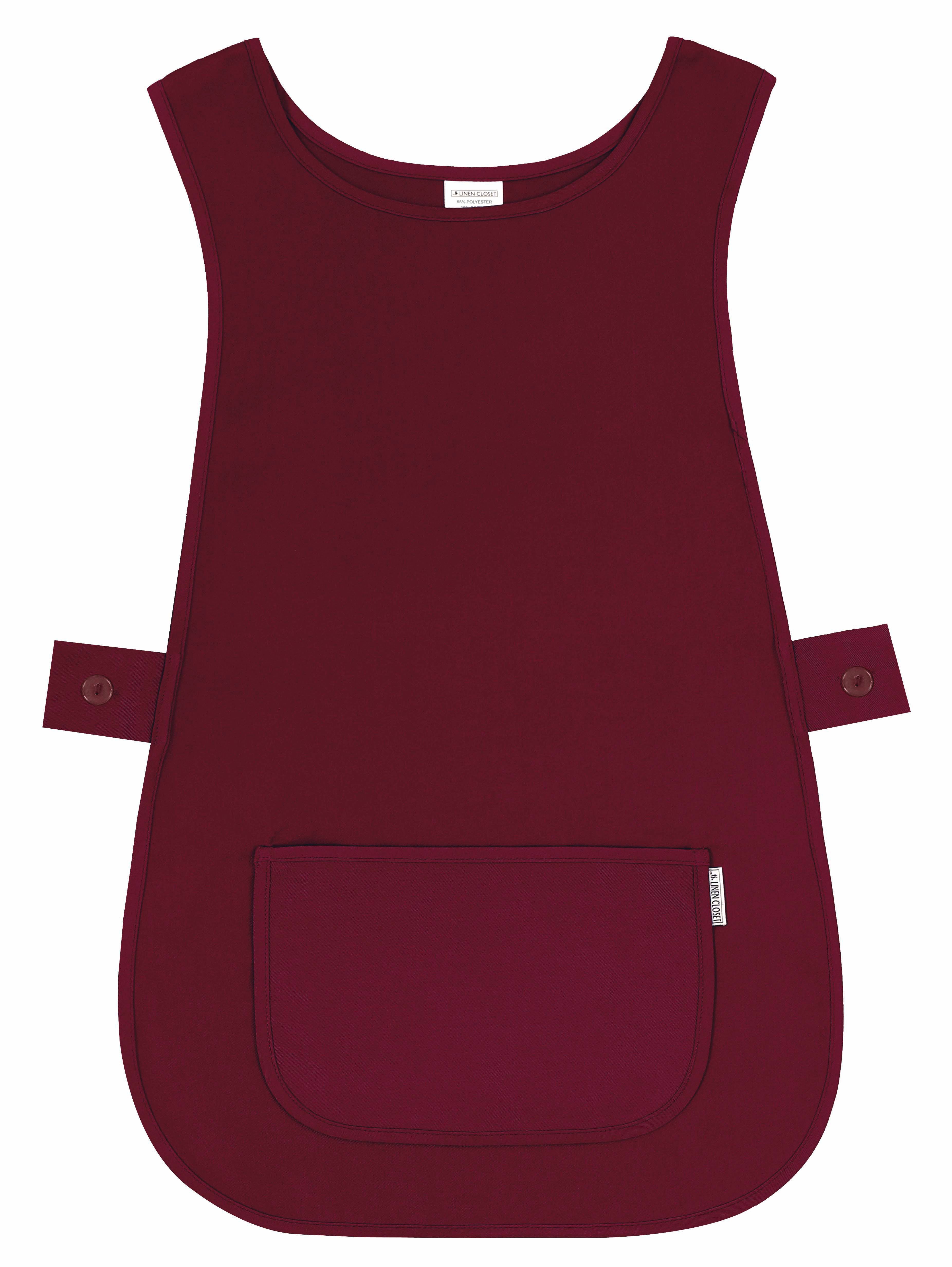 Self Tabard Apron With Front Pocket Burgundy