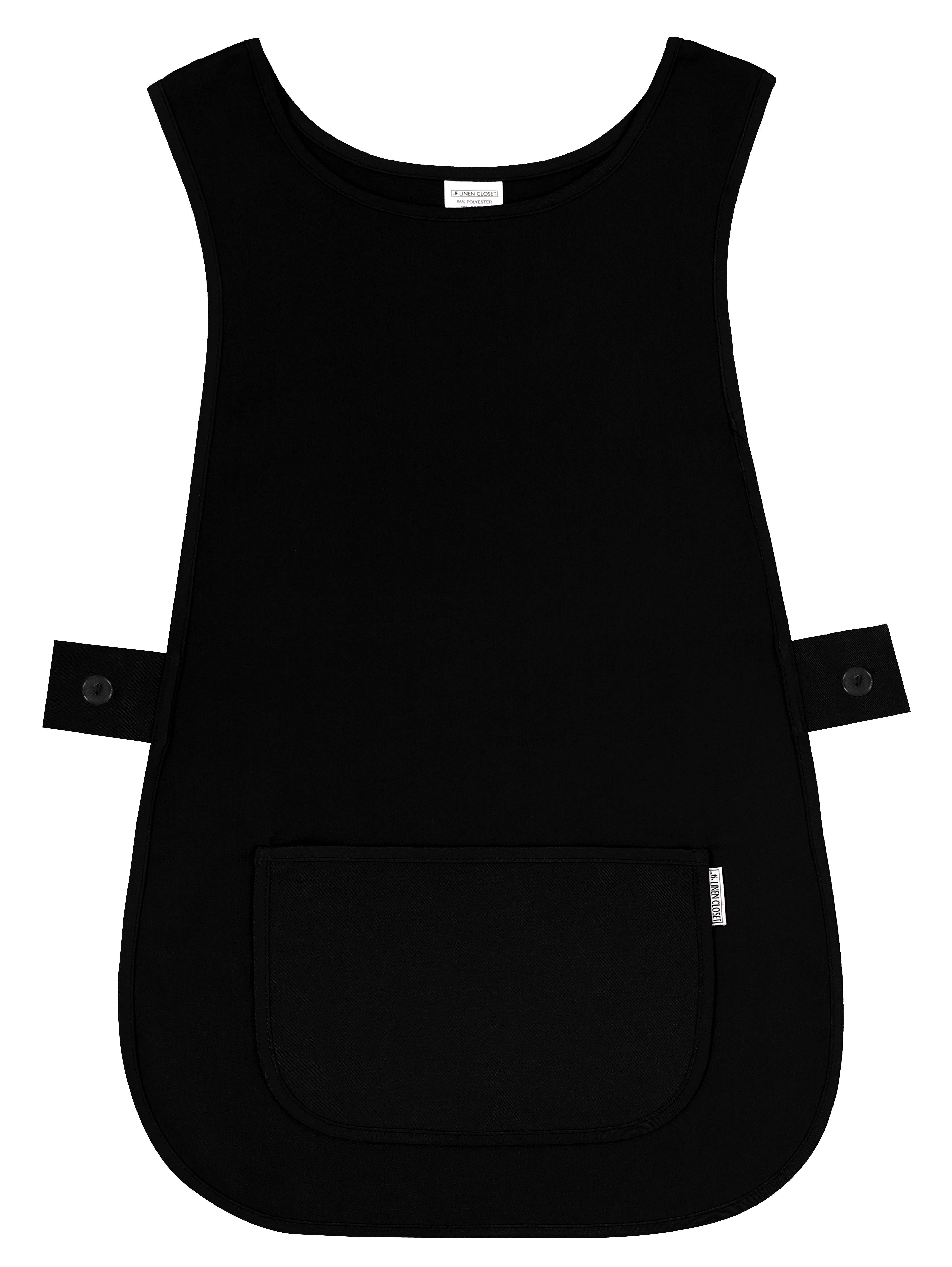 Self Tabard Apron With Front Pocket Black