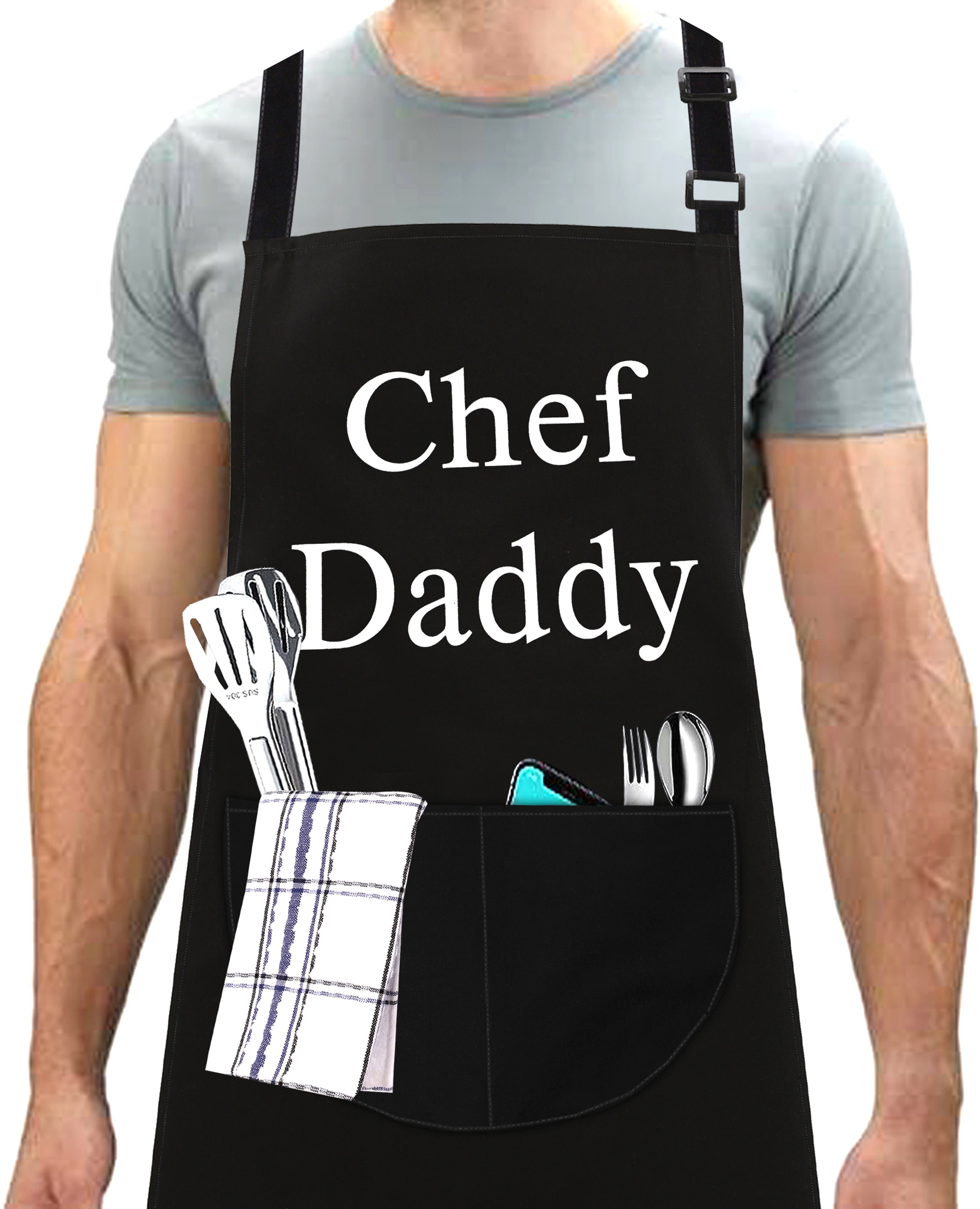 Kitchen Apron for Men Chef Apron Chef Daddy Apron Black