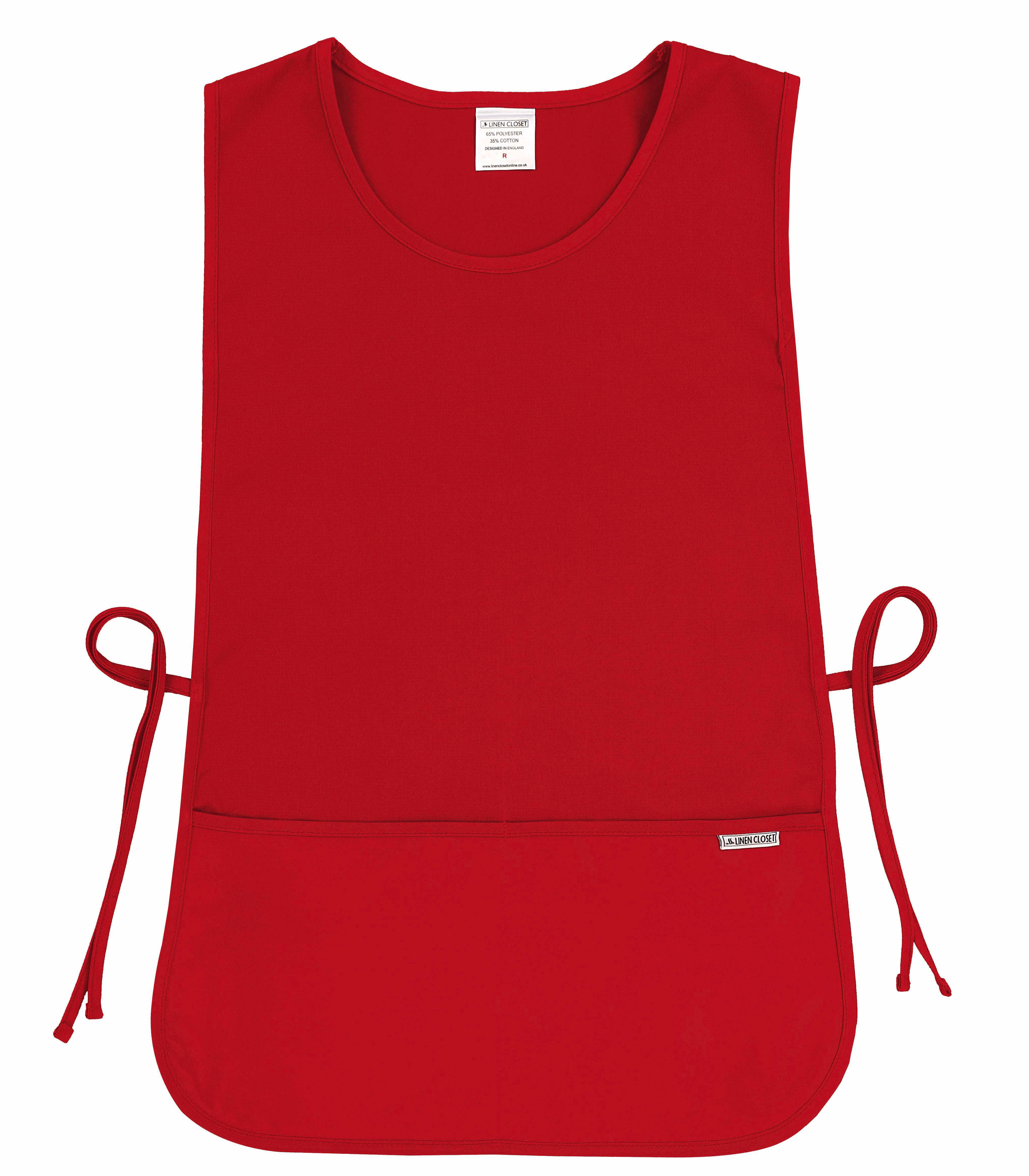 Cleaning Tabard Apron With Front Pocket Red