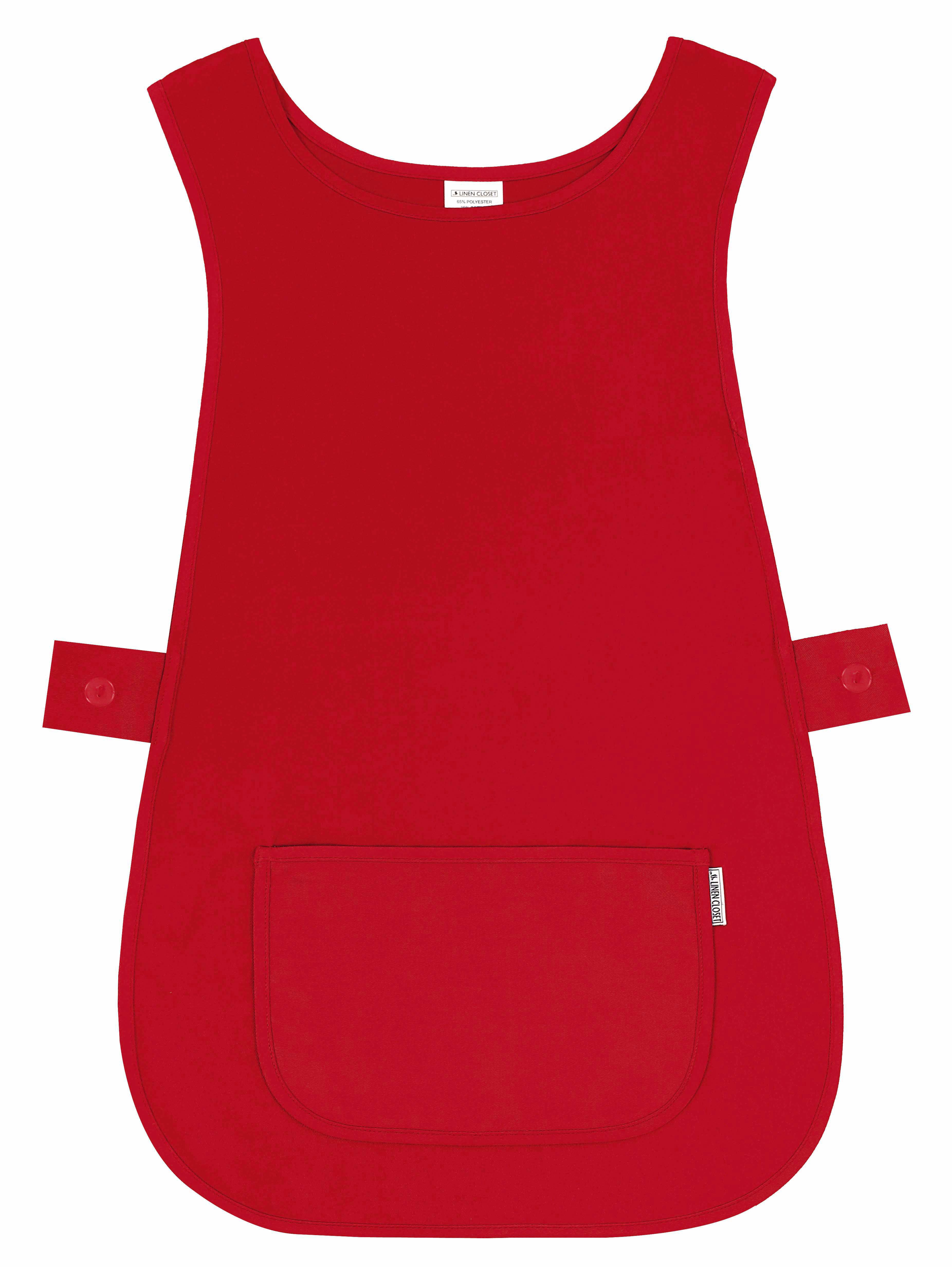 Self Tabard Apron With Front Pocket Red