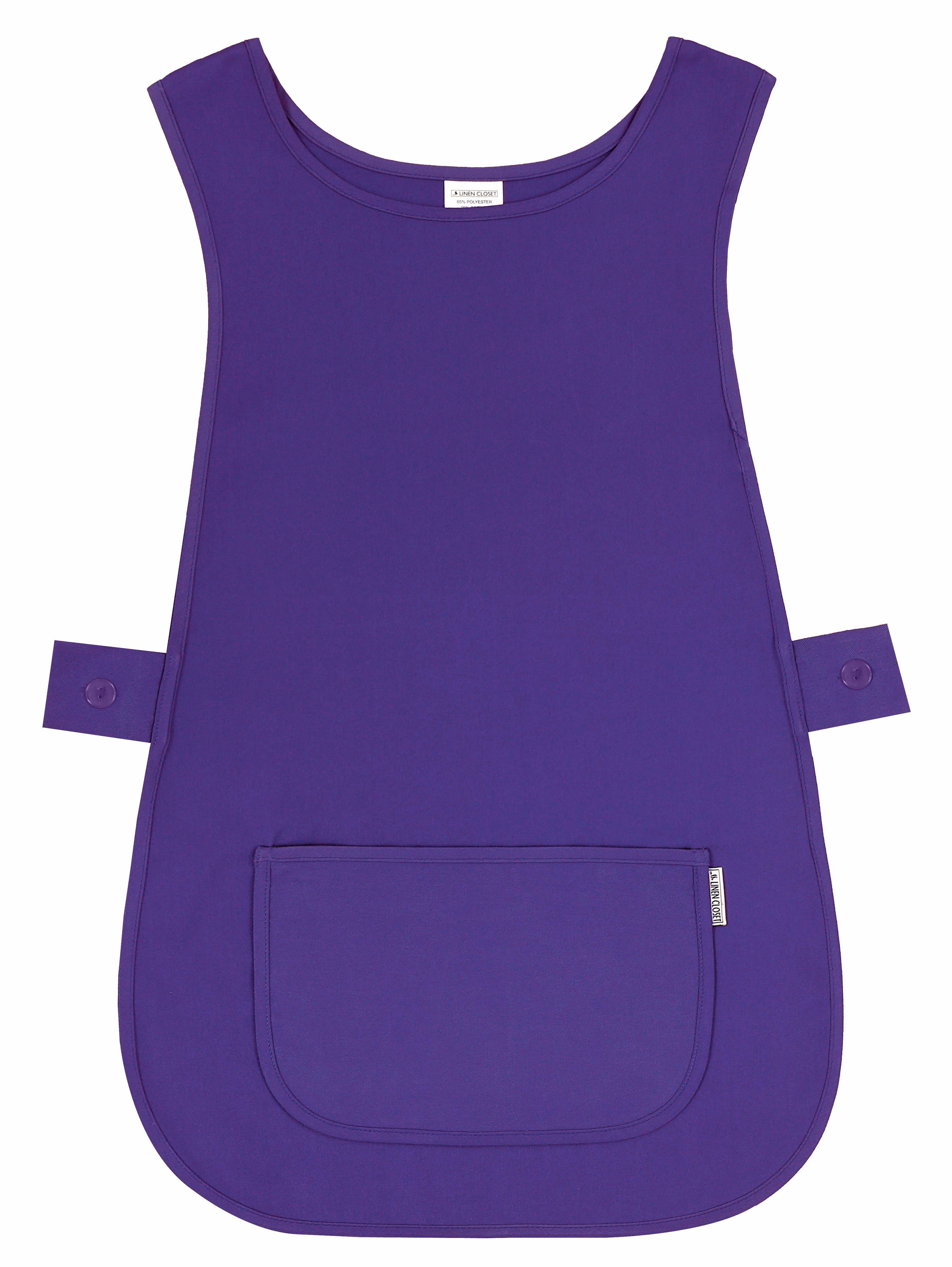 Self Tabard Apron With Front Pocket Purple