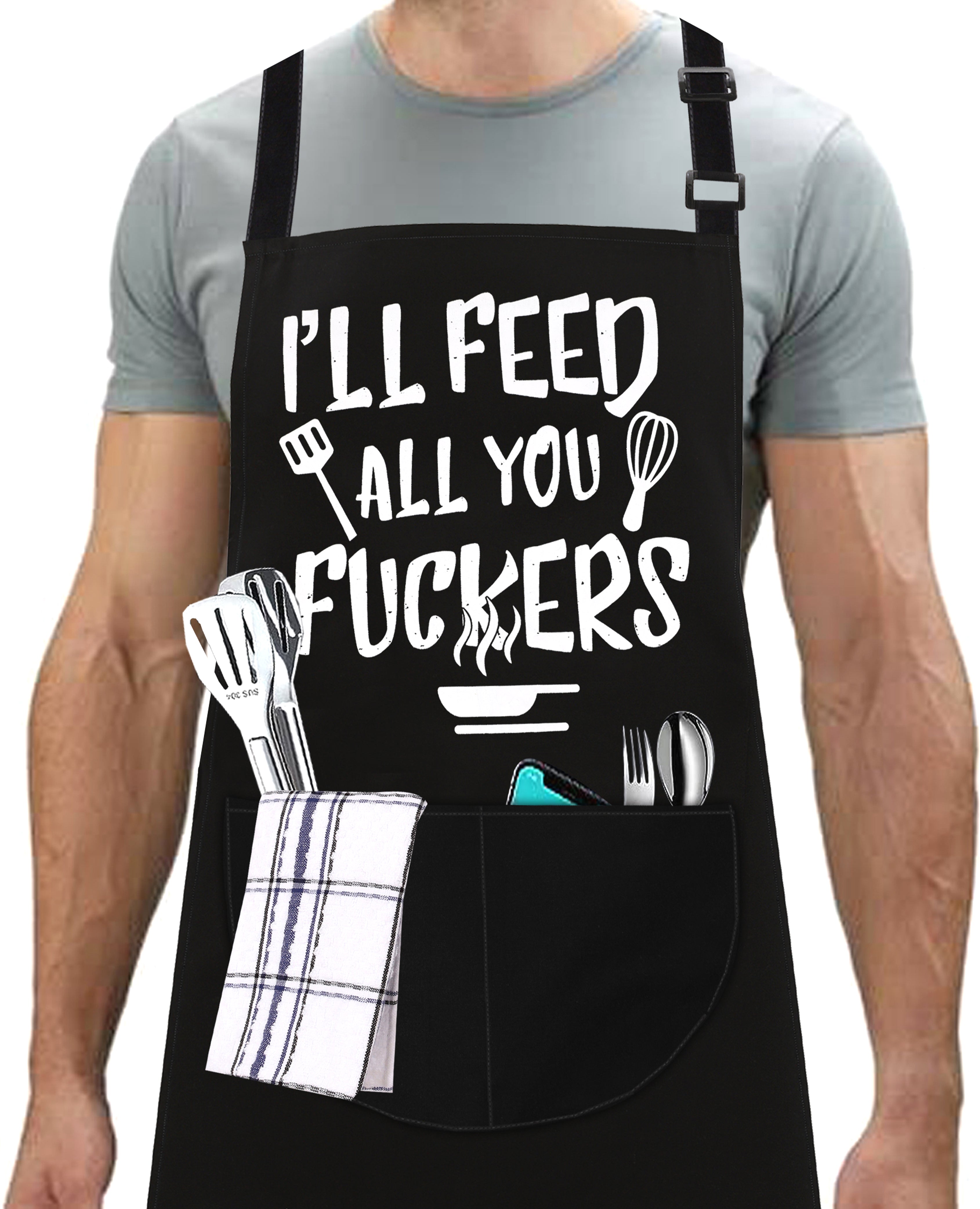 Kitchen Chef Cooking Aprons for Men Women I'll Feed You All Apron