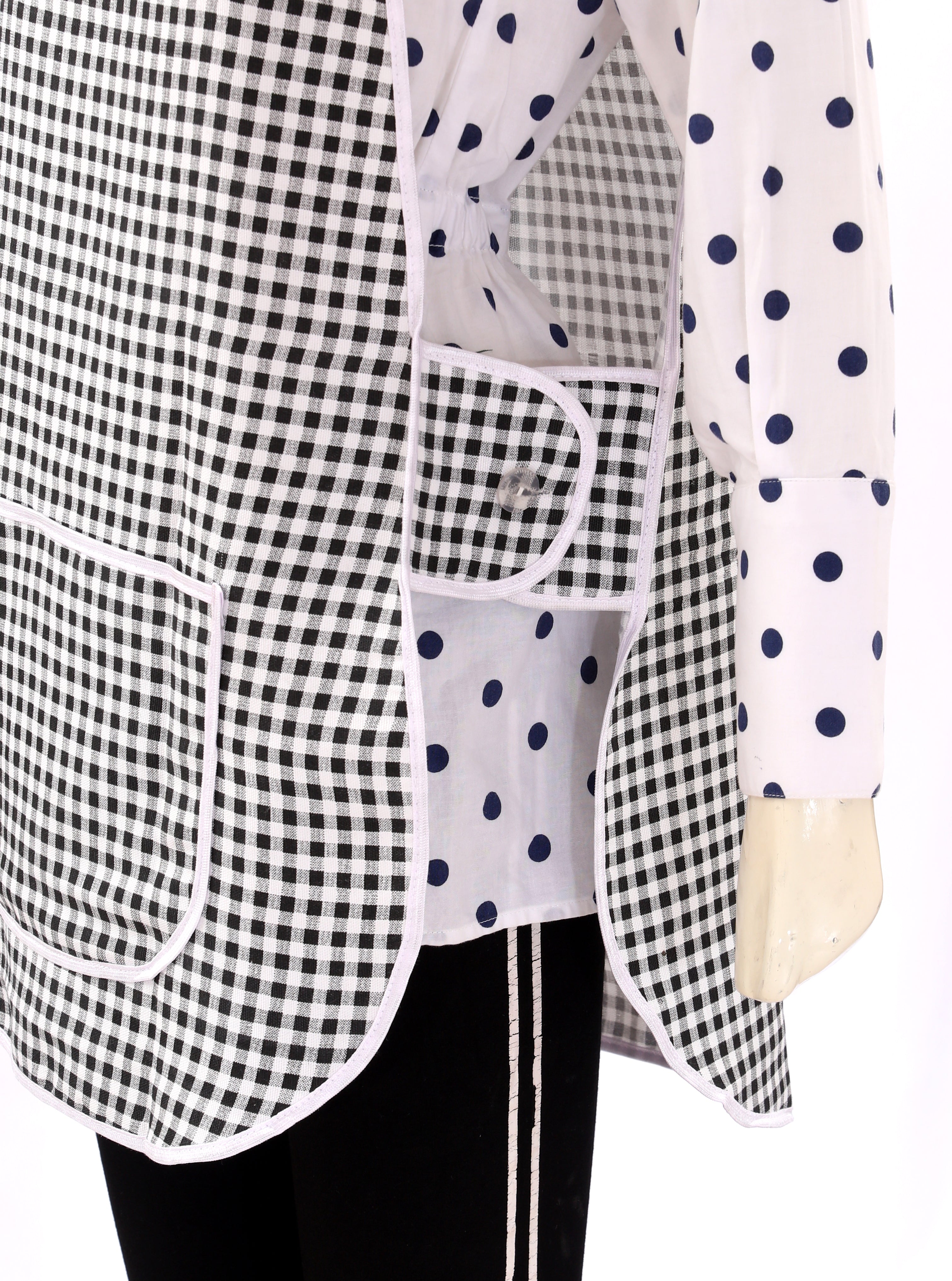 Tabard Apron With Front Pocket Black Check Work Cleaning Aprons