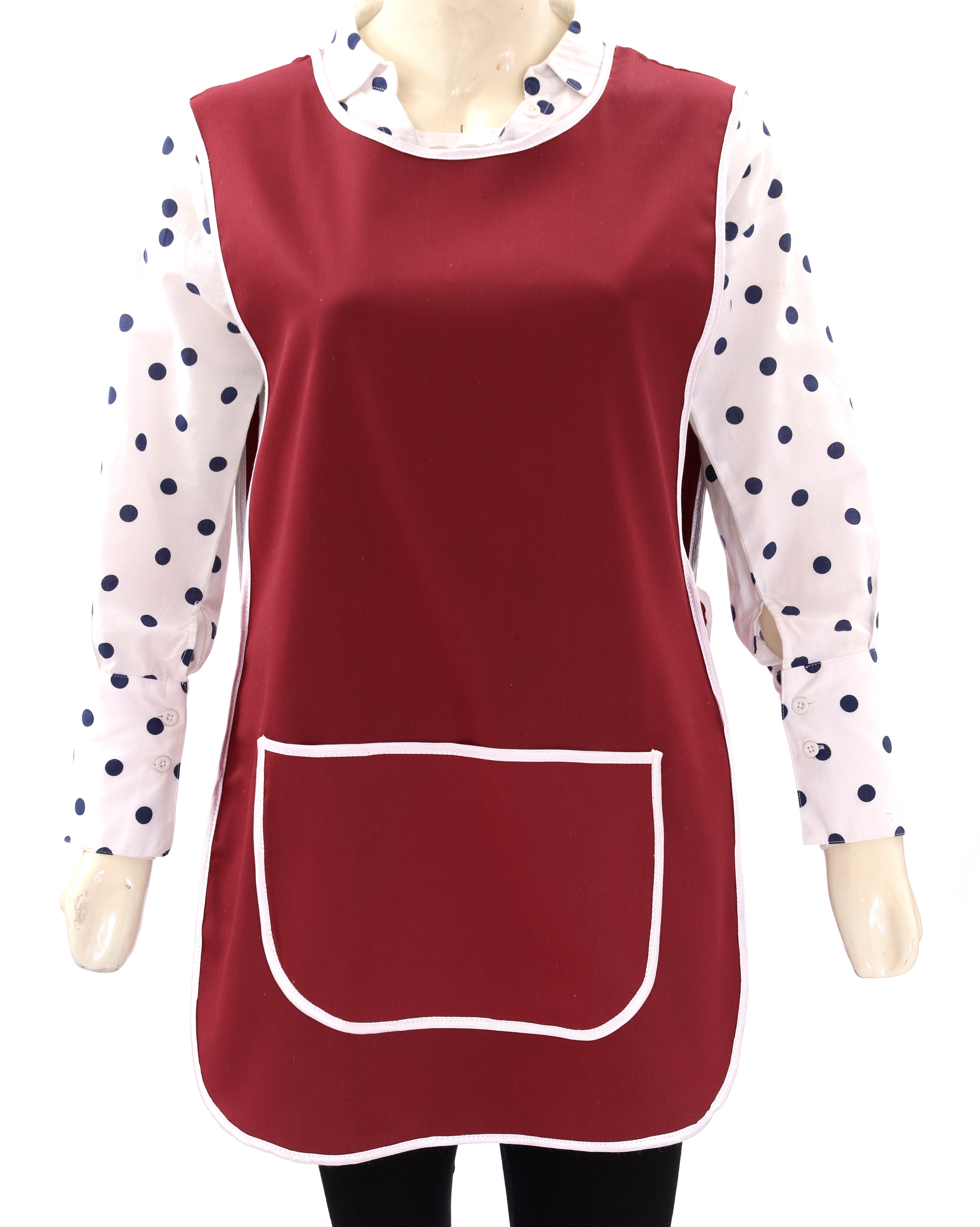 Tabard Apron With Front Pocket Burgundy Cleaning Apron