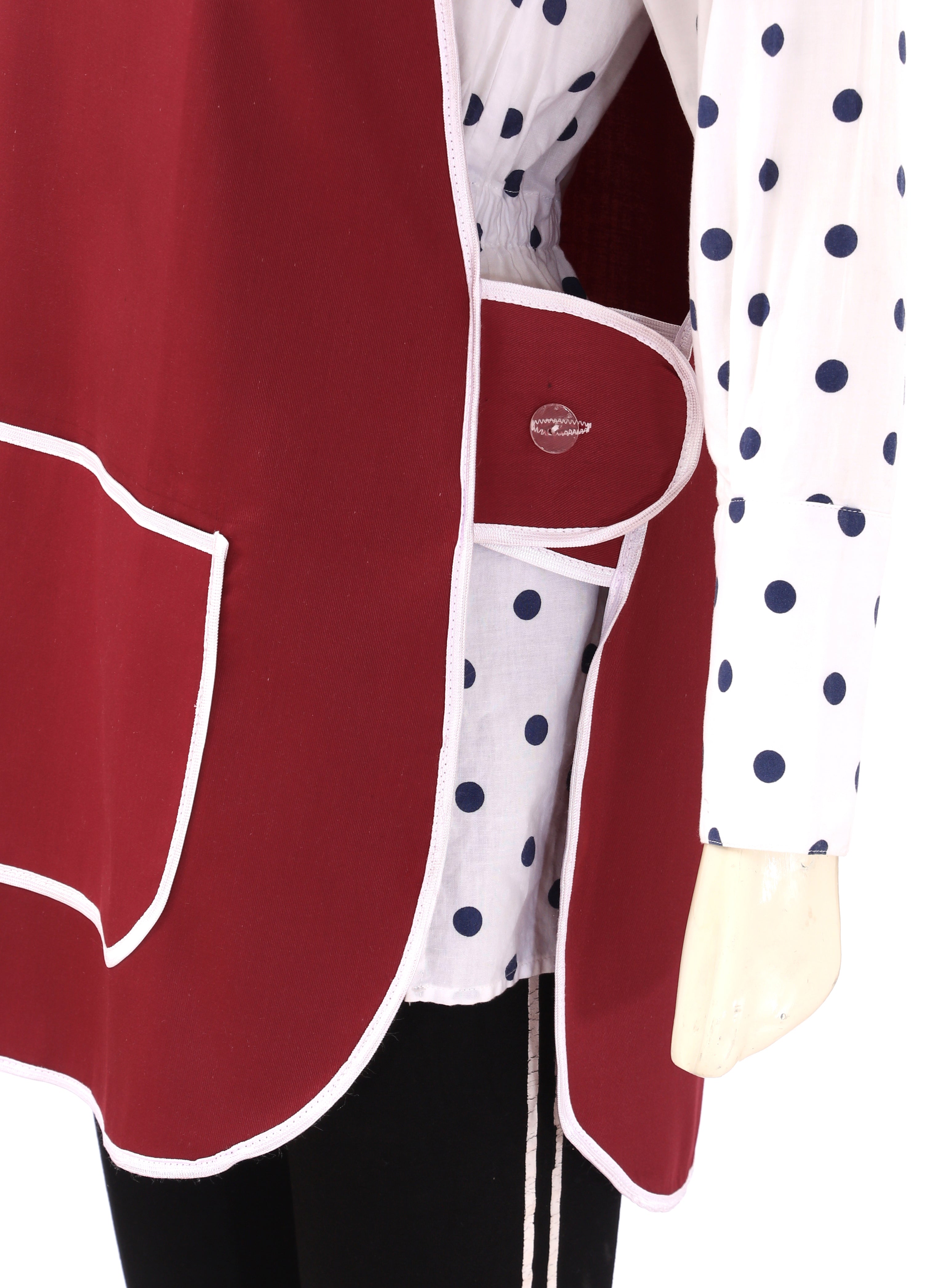 Tabard Apron With Front Pocket Burgundy Cleaning Apron