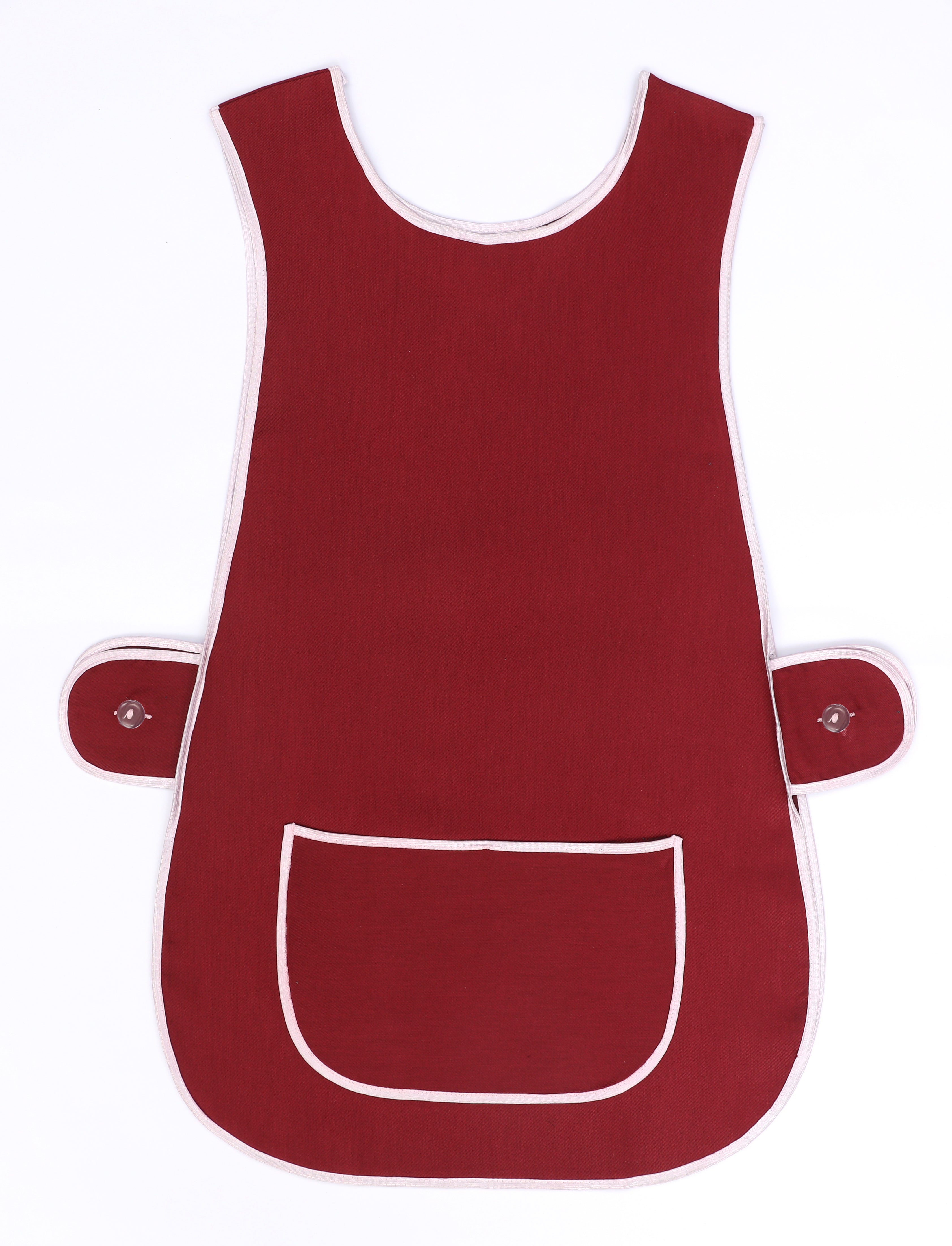 Tabard Apron With Front Pocket Burgundy Cleaning Apron