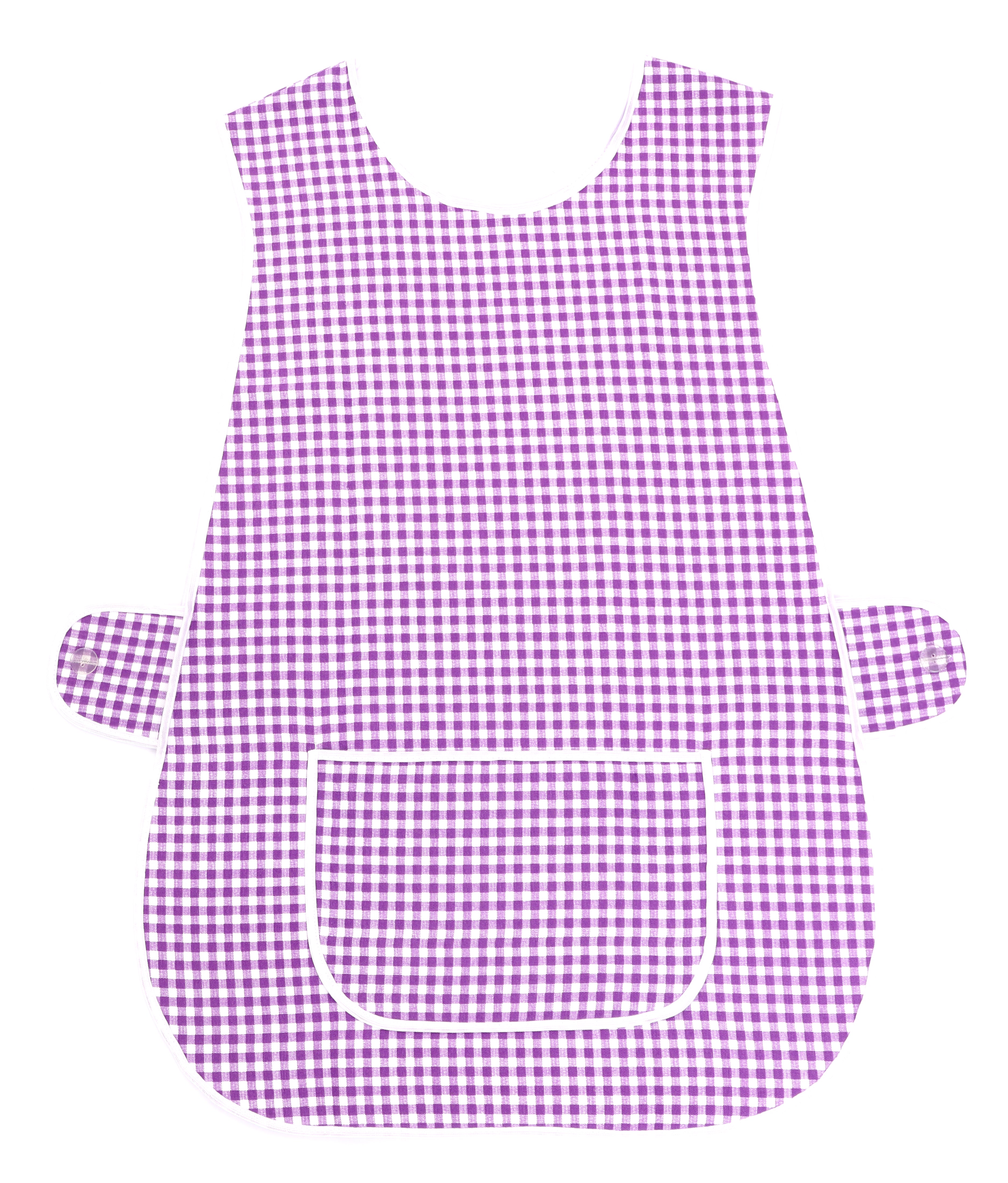 Tabard Apron With Front Pocket Purple Check Cleaning Apron