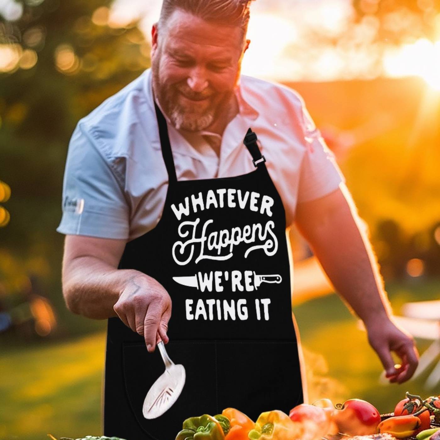 Kitchen Chef Apron Whatever Happens We're Eating It Black