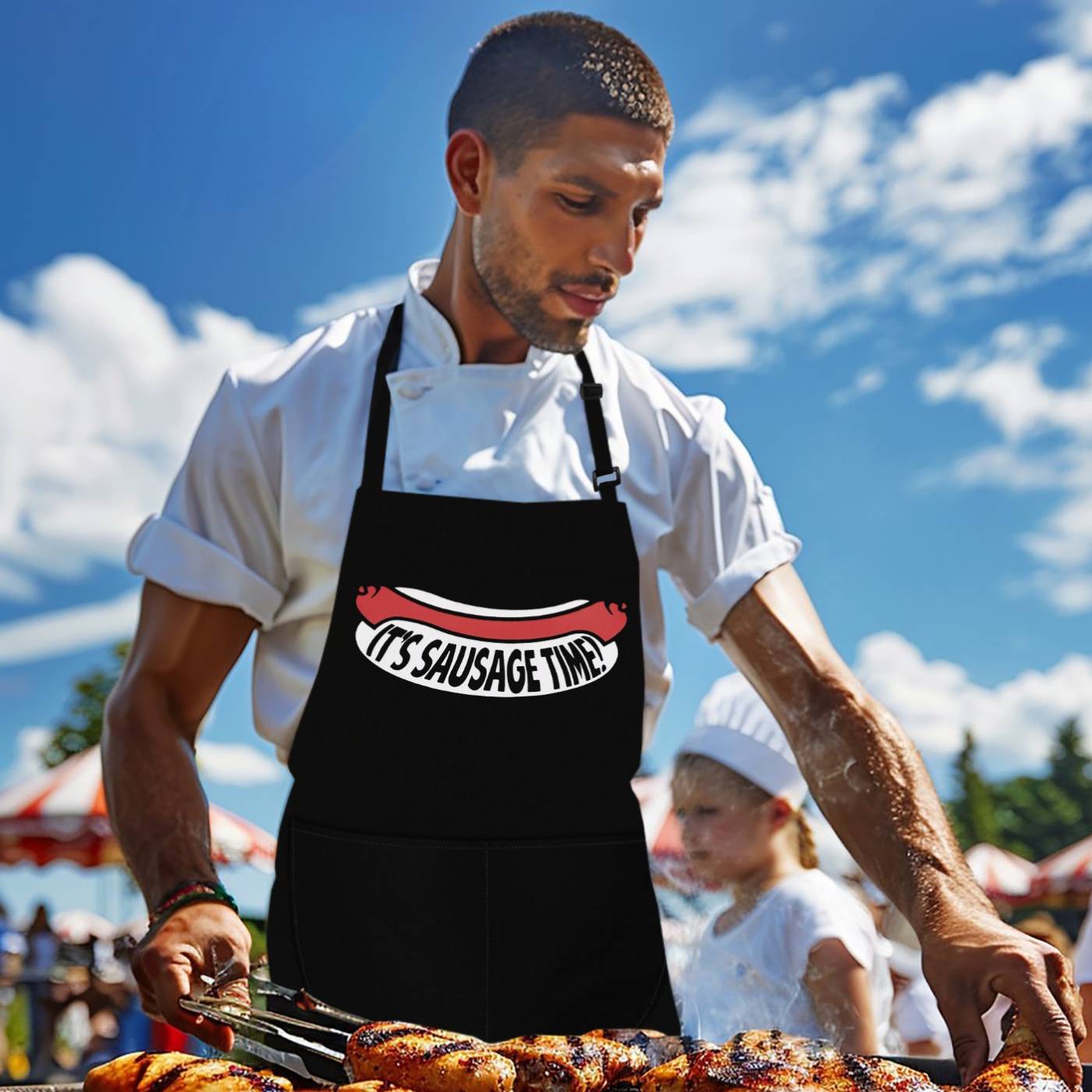 Kitchen Chef Apron Cooking Aprons Sausage Time Apron