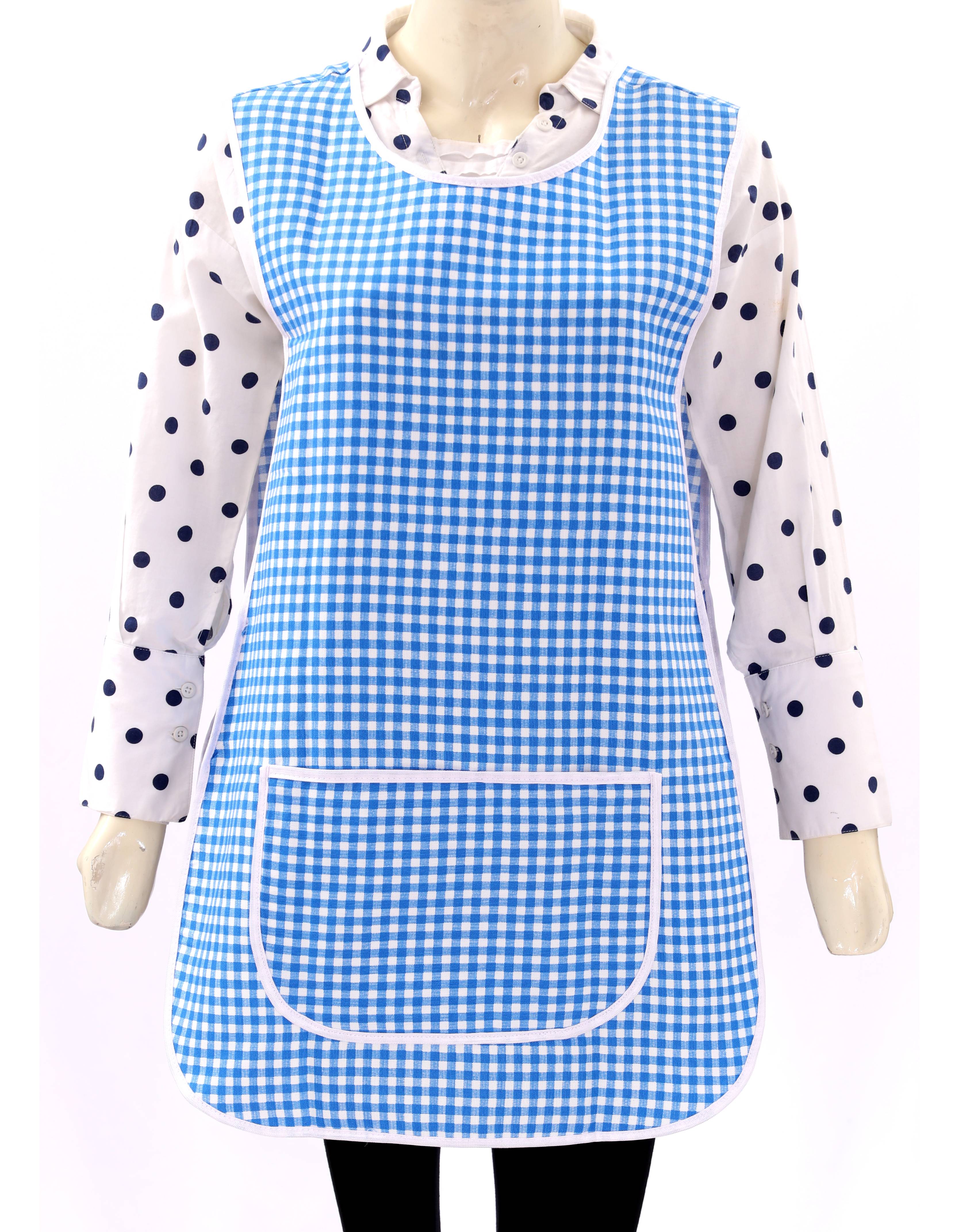 Tabard Apron With Front Pocket Blue Check