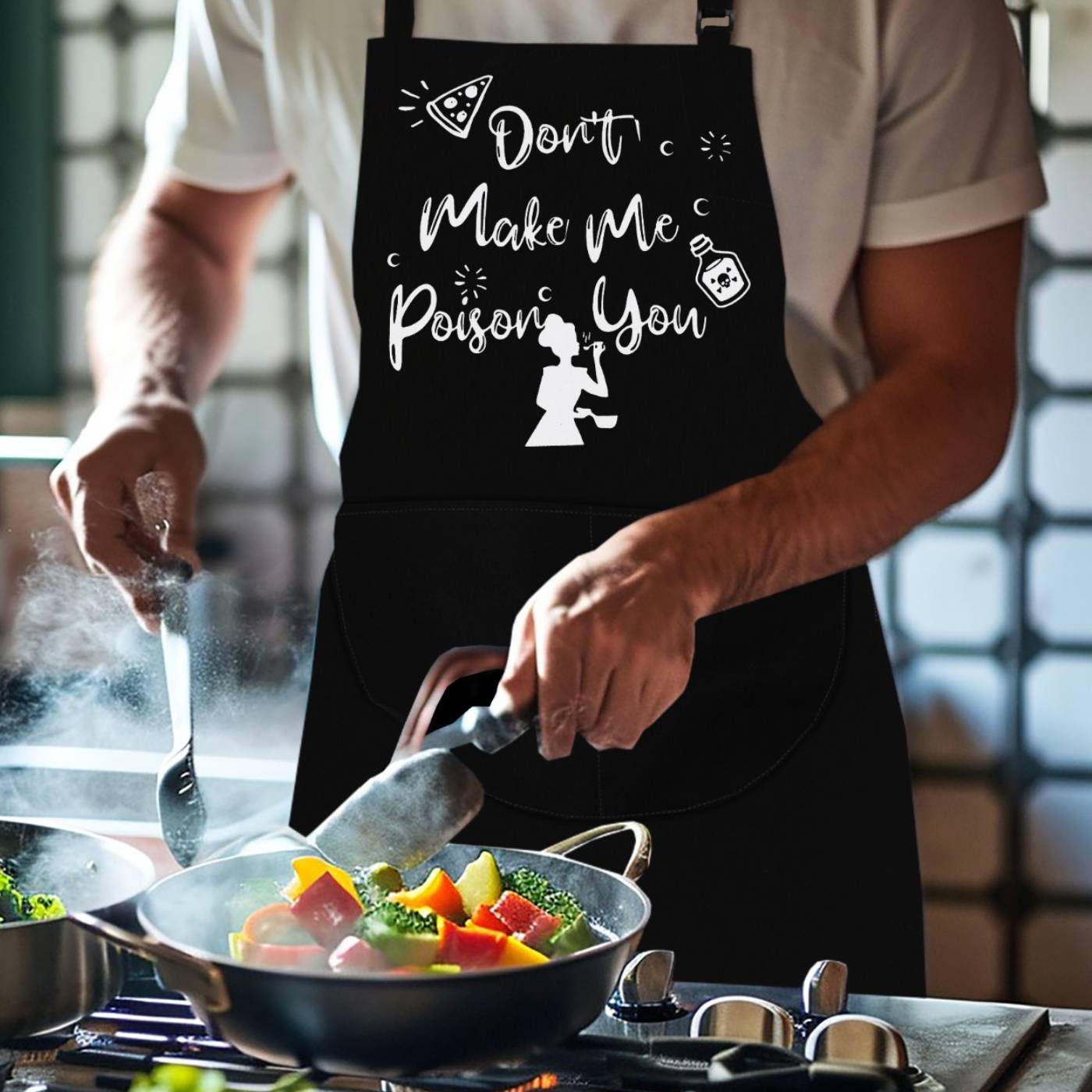 Kitchen Chef Apron Don't Make Me Poison You Apron Black