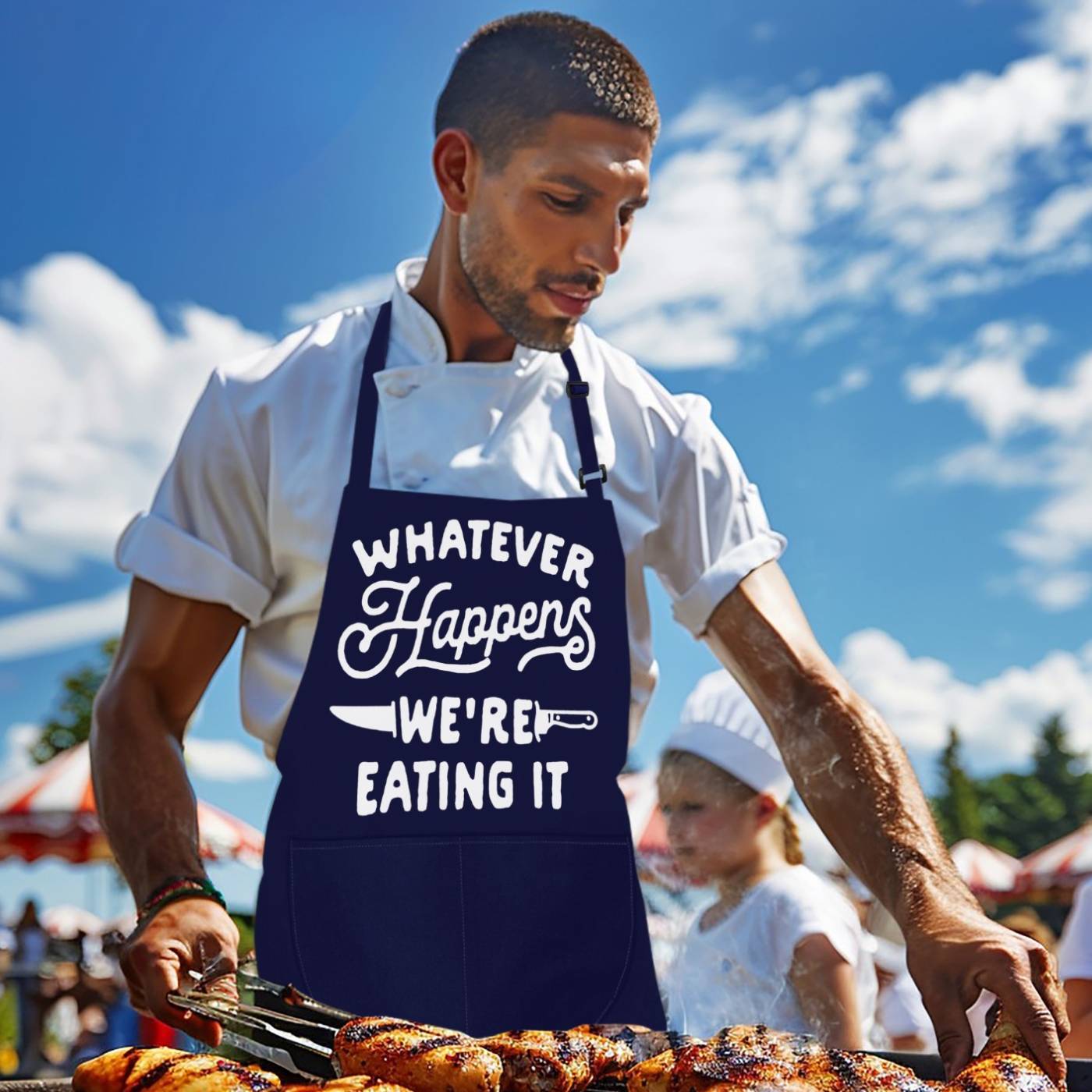 Kitchen Chef Apron Whatever Happens We're Eating It Navy