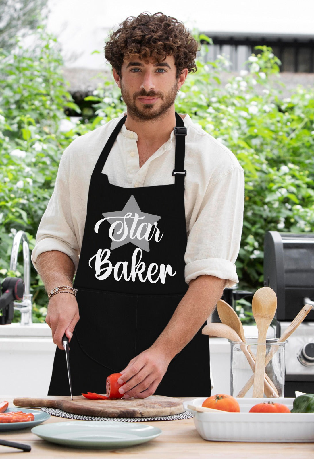 Star Baker Baking Aprons for Men Unisex Apron Bakers Apron Gift Black