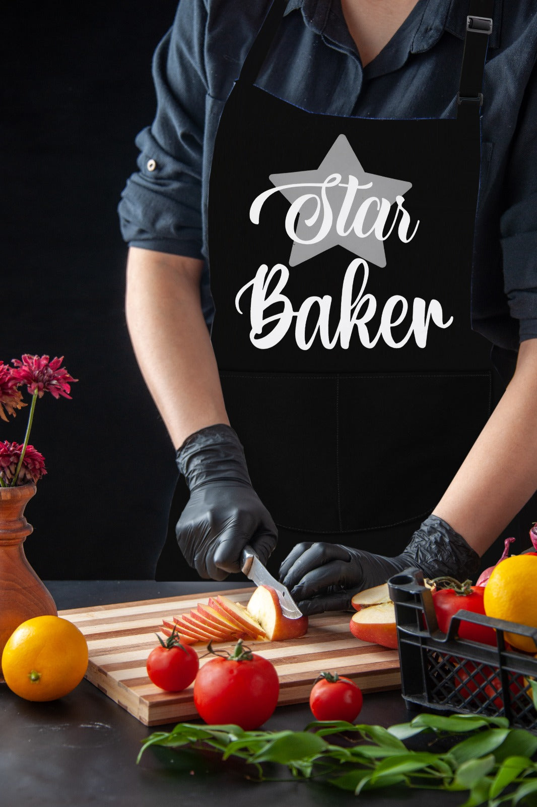 Star Baker Baking Aprons for Men Unisex Apron Bakers Apron Gift Black