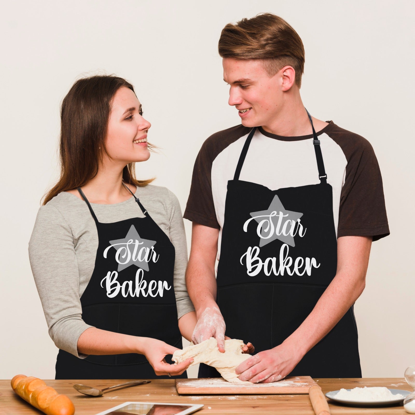 Star Baker Baking Aprons for Men Unisex Apron Bakers Apron Gift Black