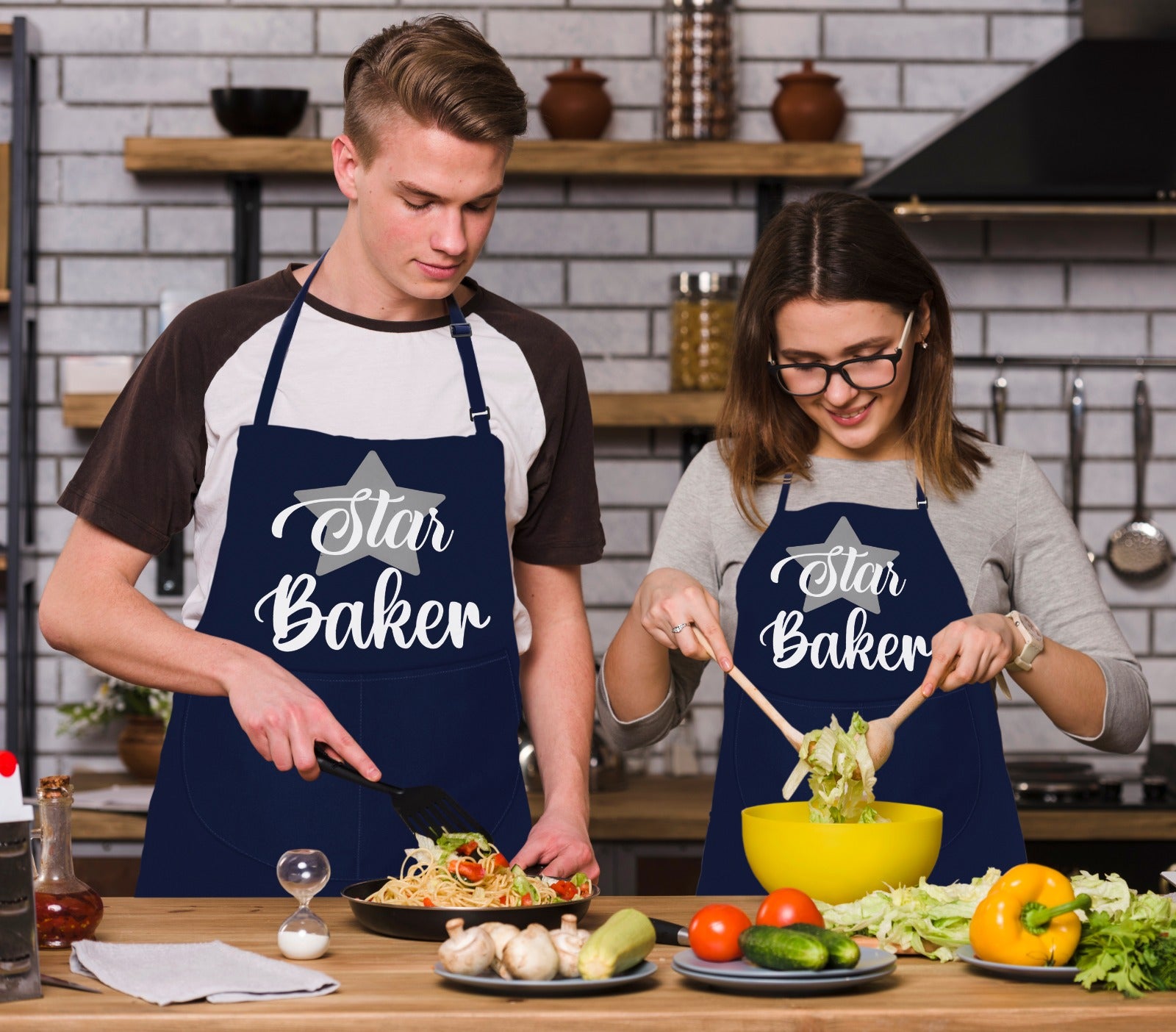 Star Baker Baking Aprons for Men Unisex Apron Bakers Apron Gift Navy