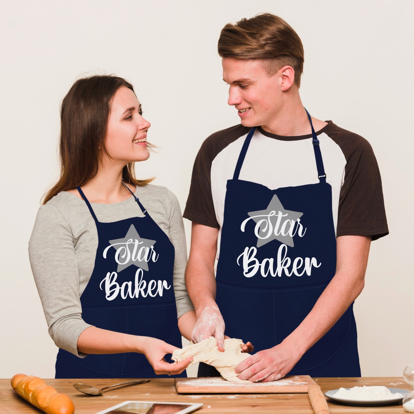 Star Baker Baking Aprons for Men Unisex Apron Bakers Apron Gift Navy