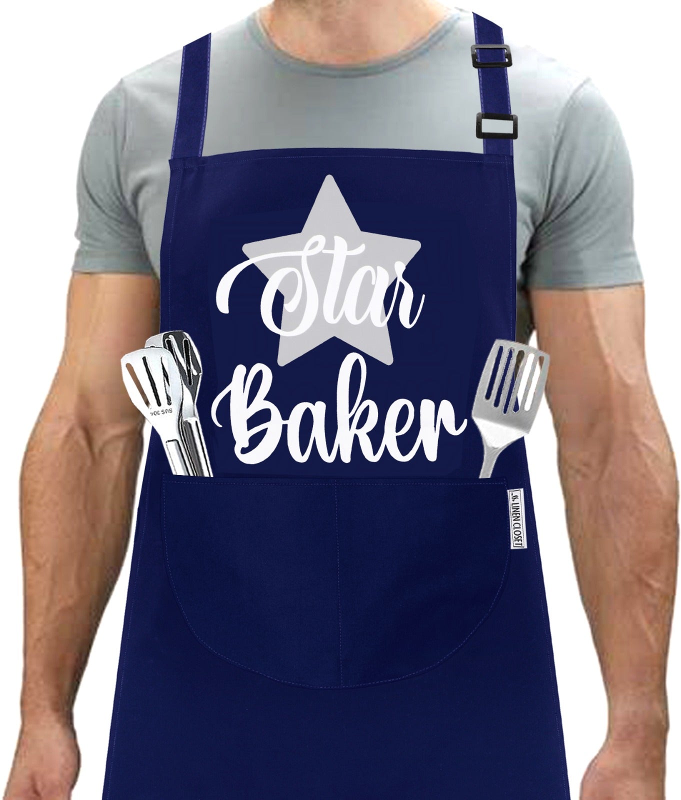 Star Baker Baking Aprons for Men Unisex Apron Bakers Apron Gift Navy