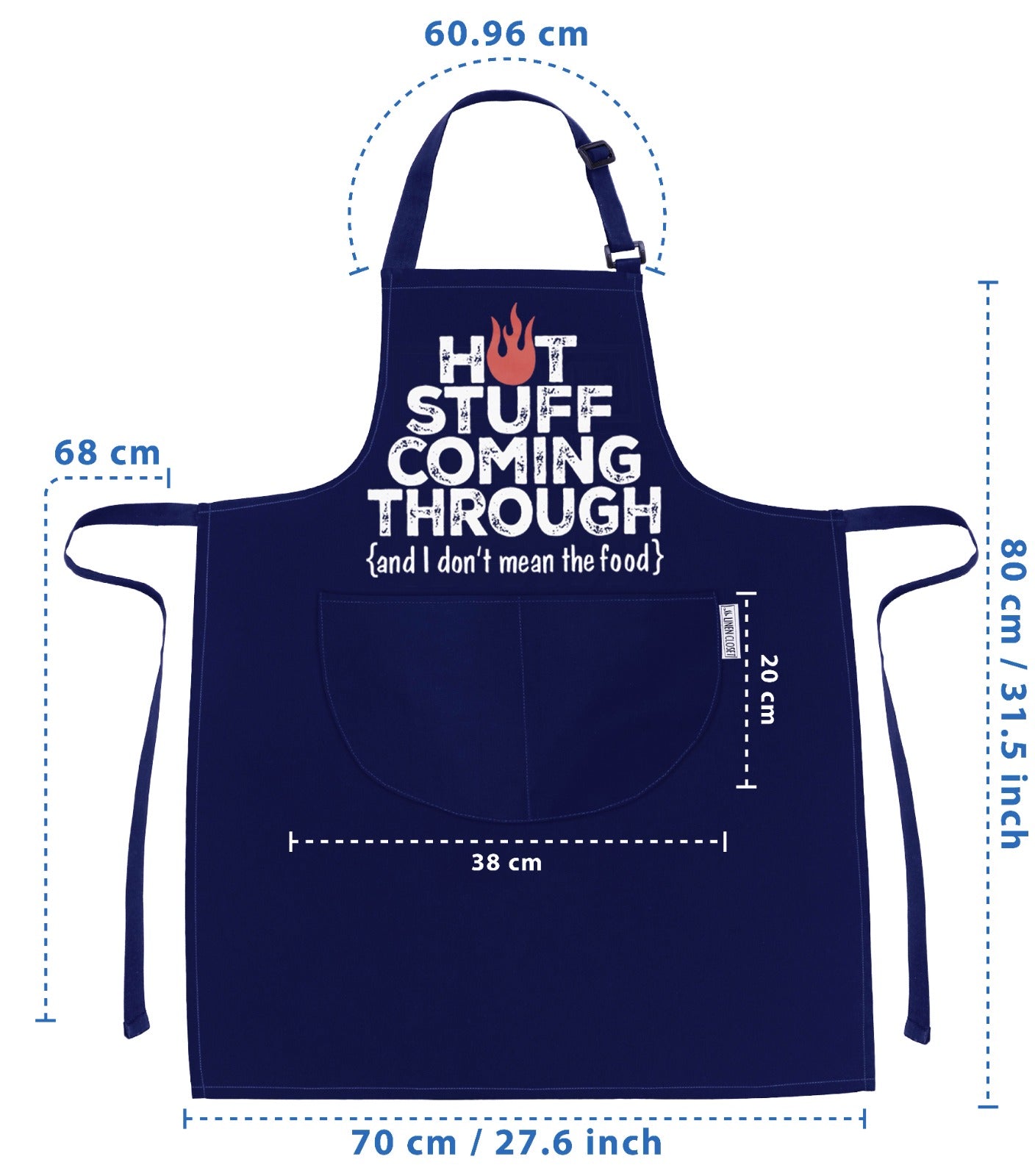 Kitchen Chef Cooking Aprons for Men Women Hot Stuff Coming Through Apron Navy