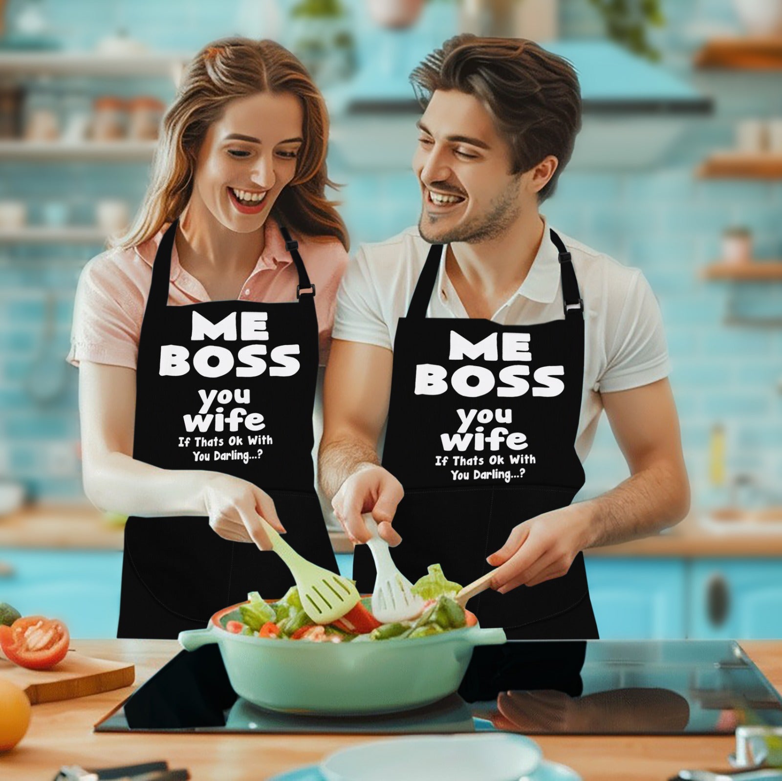 Kitchen Chef Cooking Apron Me Boss you Wife Apron for Men Women