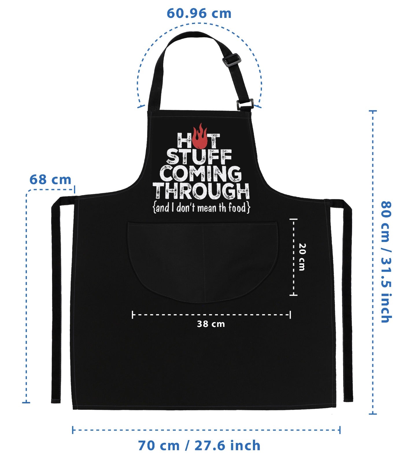 Kitchen Chef Cooking Aprons for Men Women Hot Stuff Coming Through Apron Black