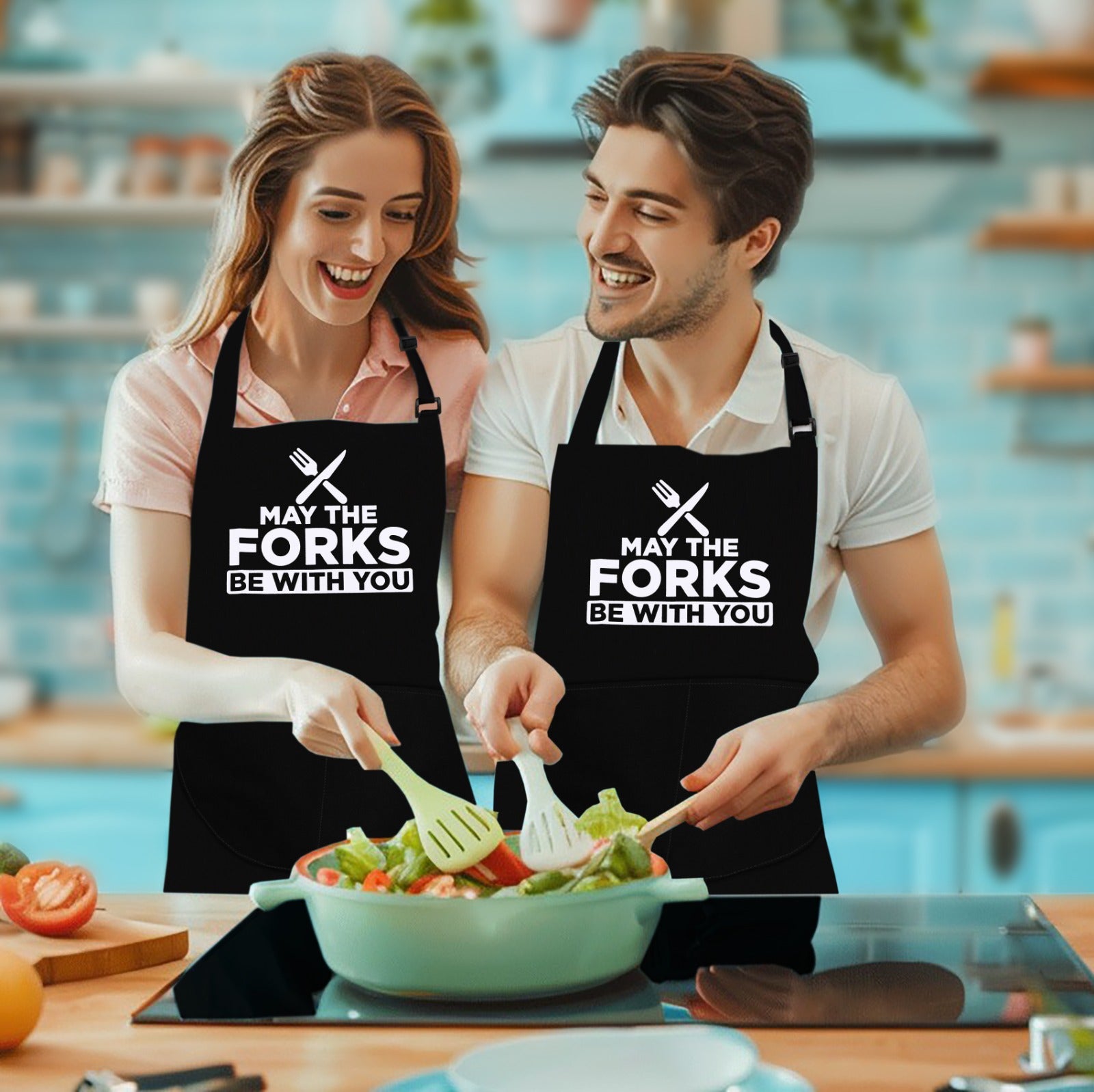 Kitchen Chef Cooking Apron May The Fork Be With You Apron