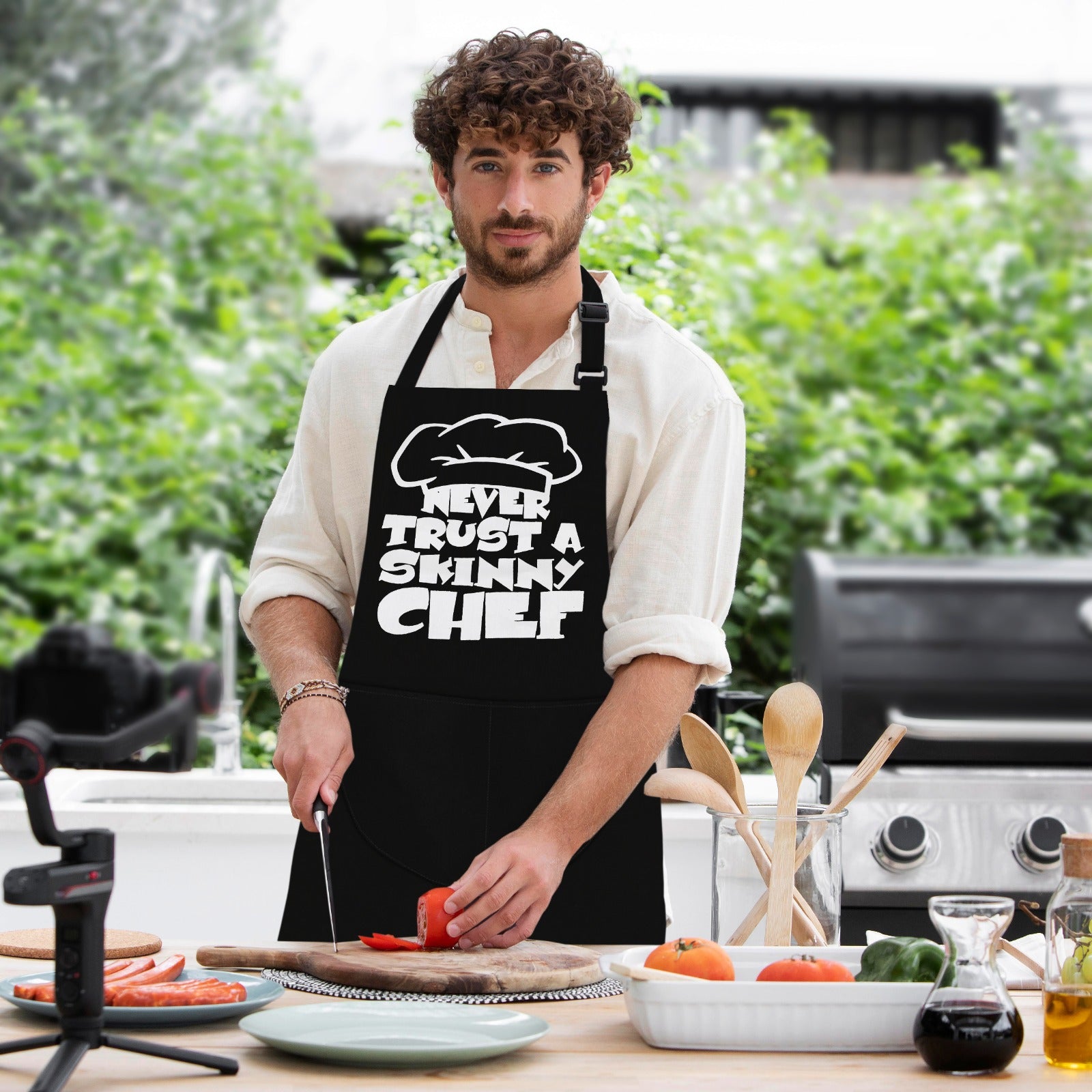 Kitchen Chef Cooking Aprons for Men Women Never Trust a Skinny Chef Apron