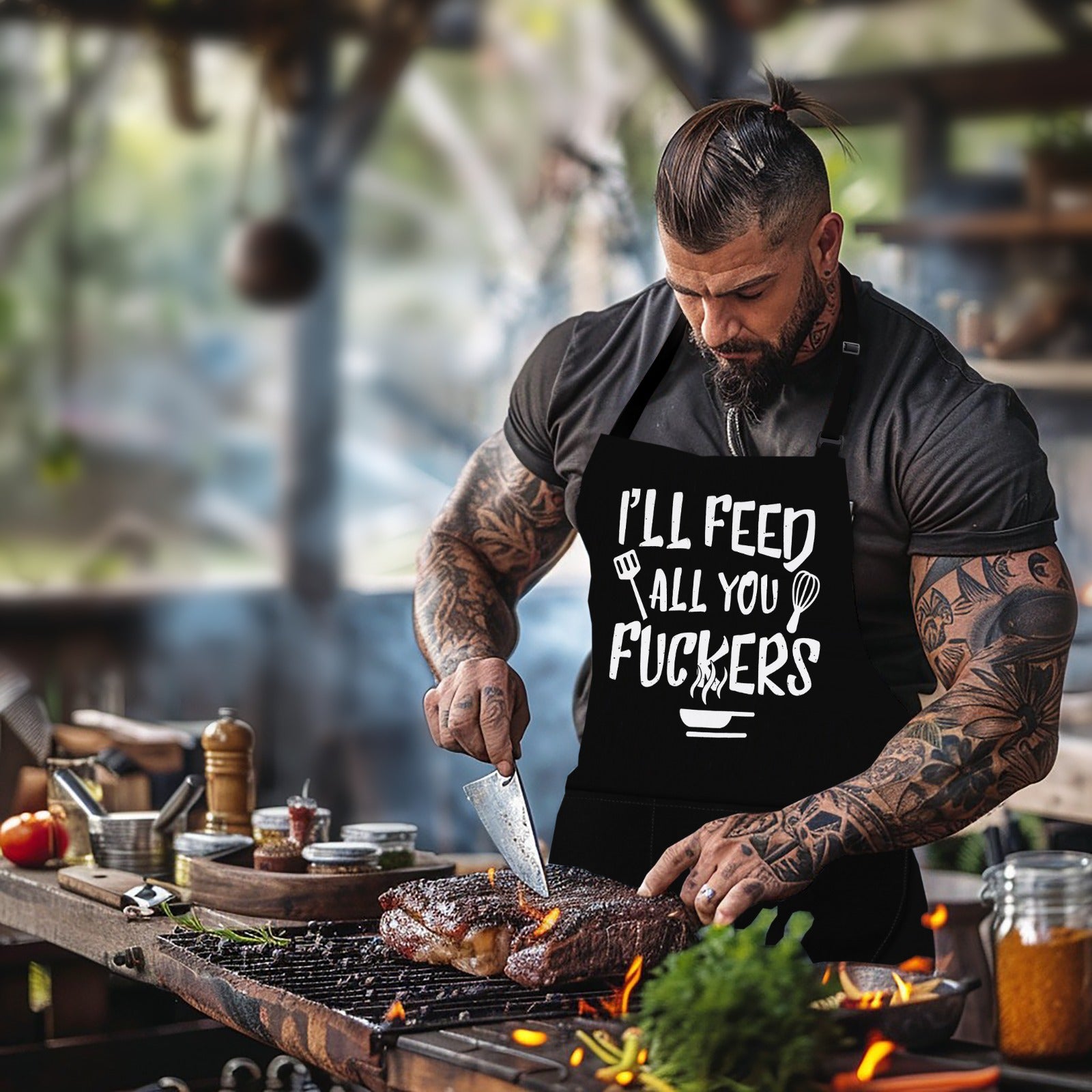 Kitchen Chef Cooking Aprons for Men Women I'll Feed You All Apron