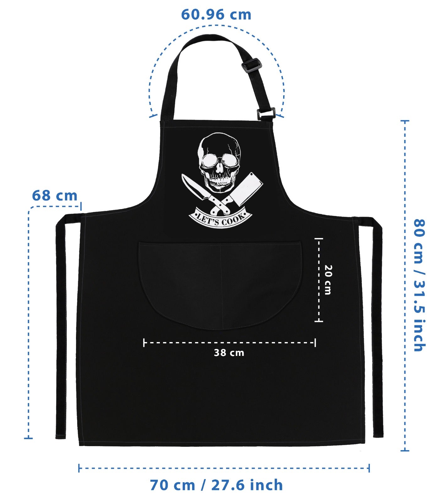 Kitchen Chef Cooking Apron Skull Lets Cook Apron for Men Women