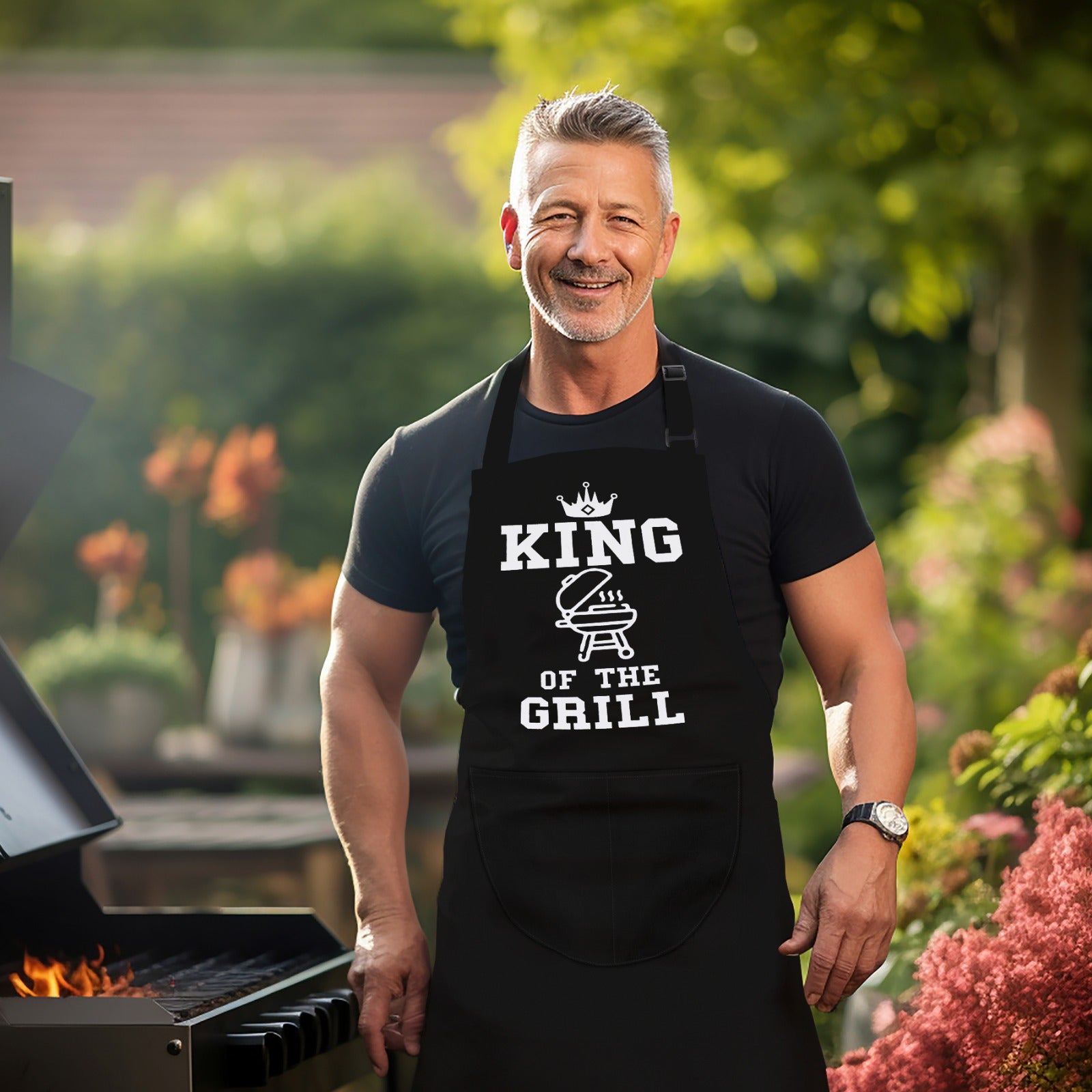 Kitchen Chef Cooking Aprons for Men Women King of the Grill Apron Style 2