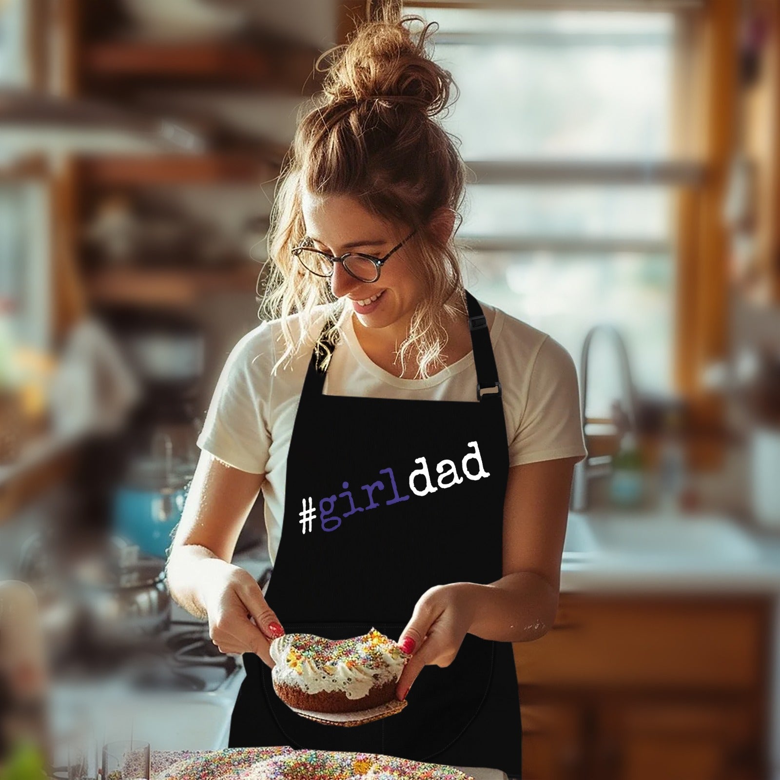 Girl Dad Apron for Women Apron Black Bakers Apron Gift