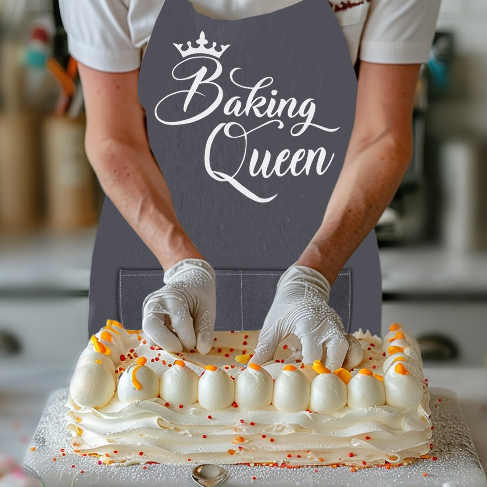 Baking Aprons for Women Baking Queen Apron Grey Bakers Apron Gift