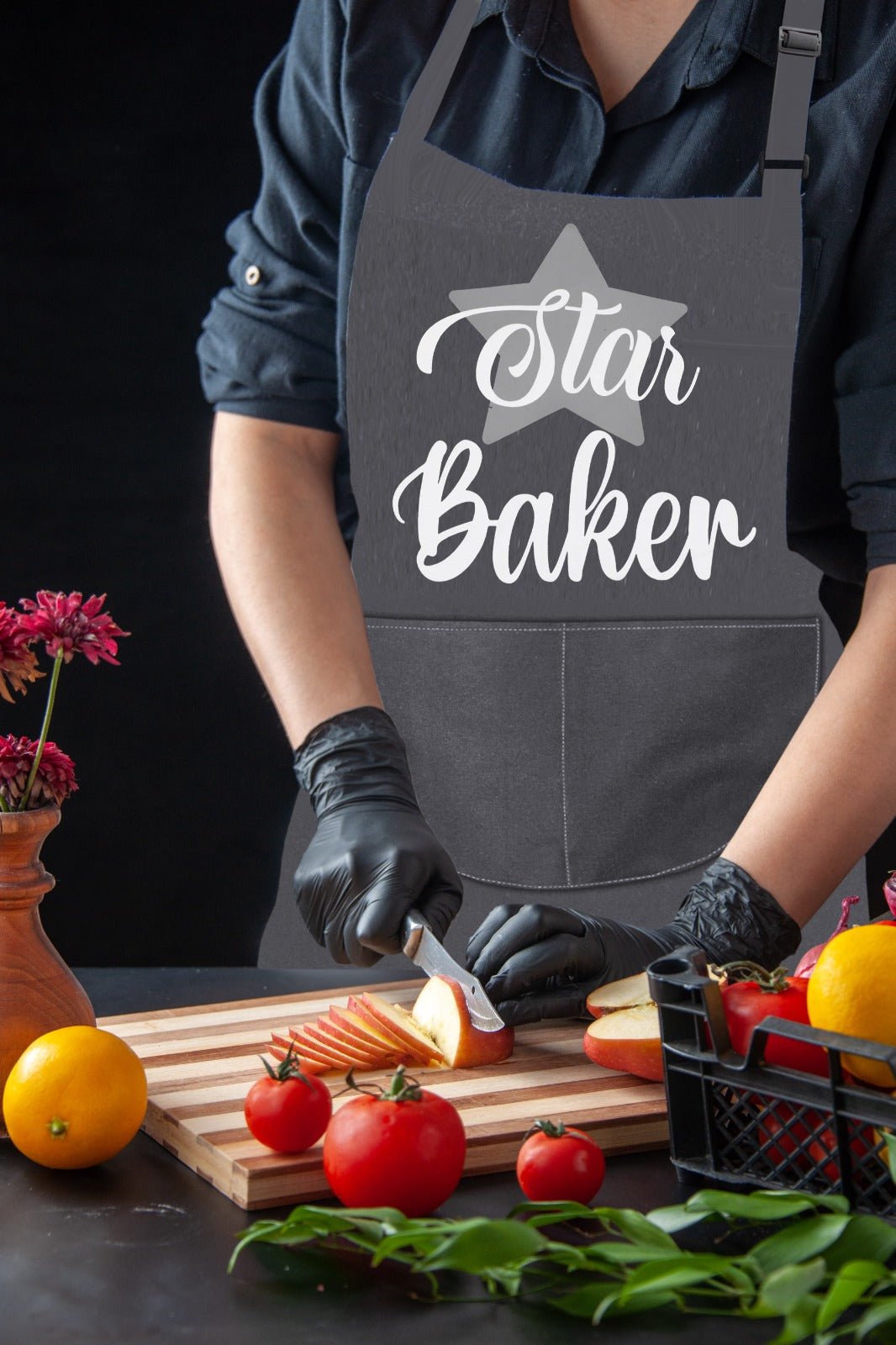 Star Baker Baking Aprons for Men Women Unisex Apron Bakers Apron Gift Grey