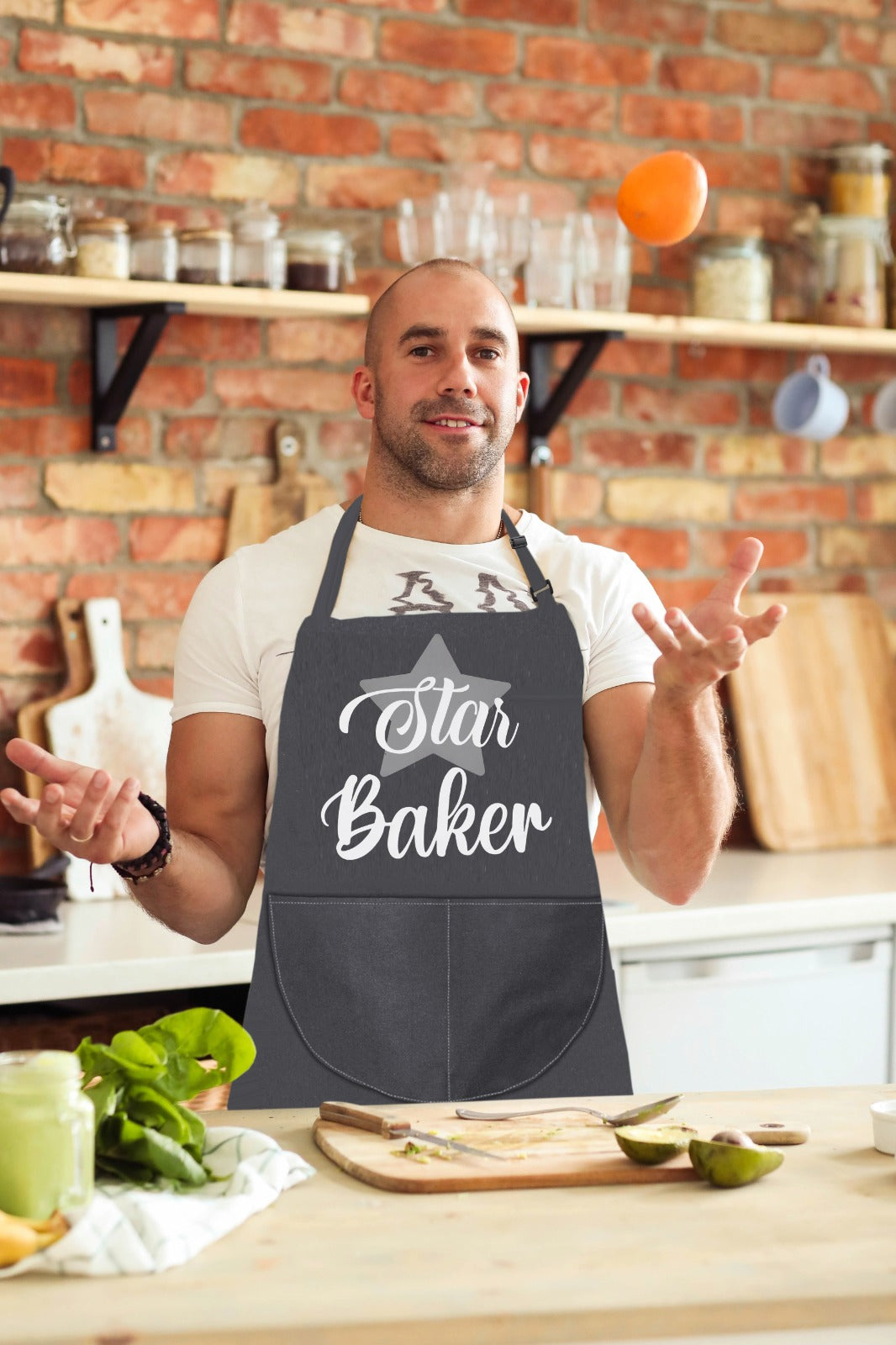 Star Baker Baking Aprons for Men Women Unisex Apron Bakers Apron Gift Grey