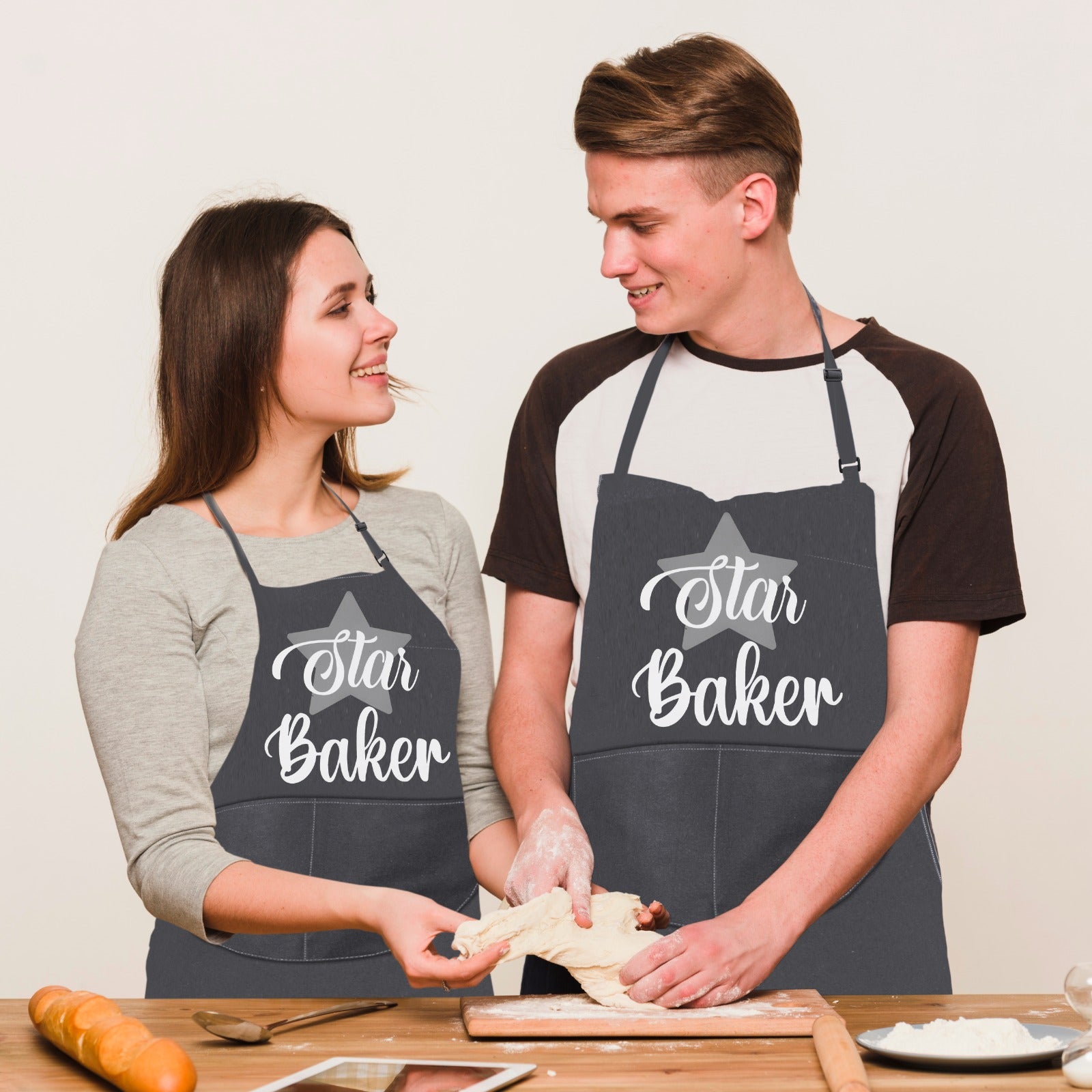 Star Baker Baking Aprons for Men Women Unisex Apron Bakers Apron Gift Grey