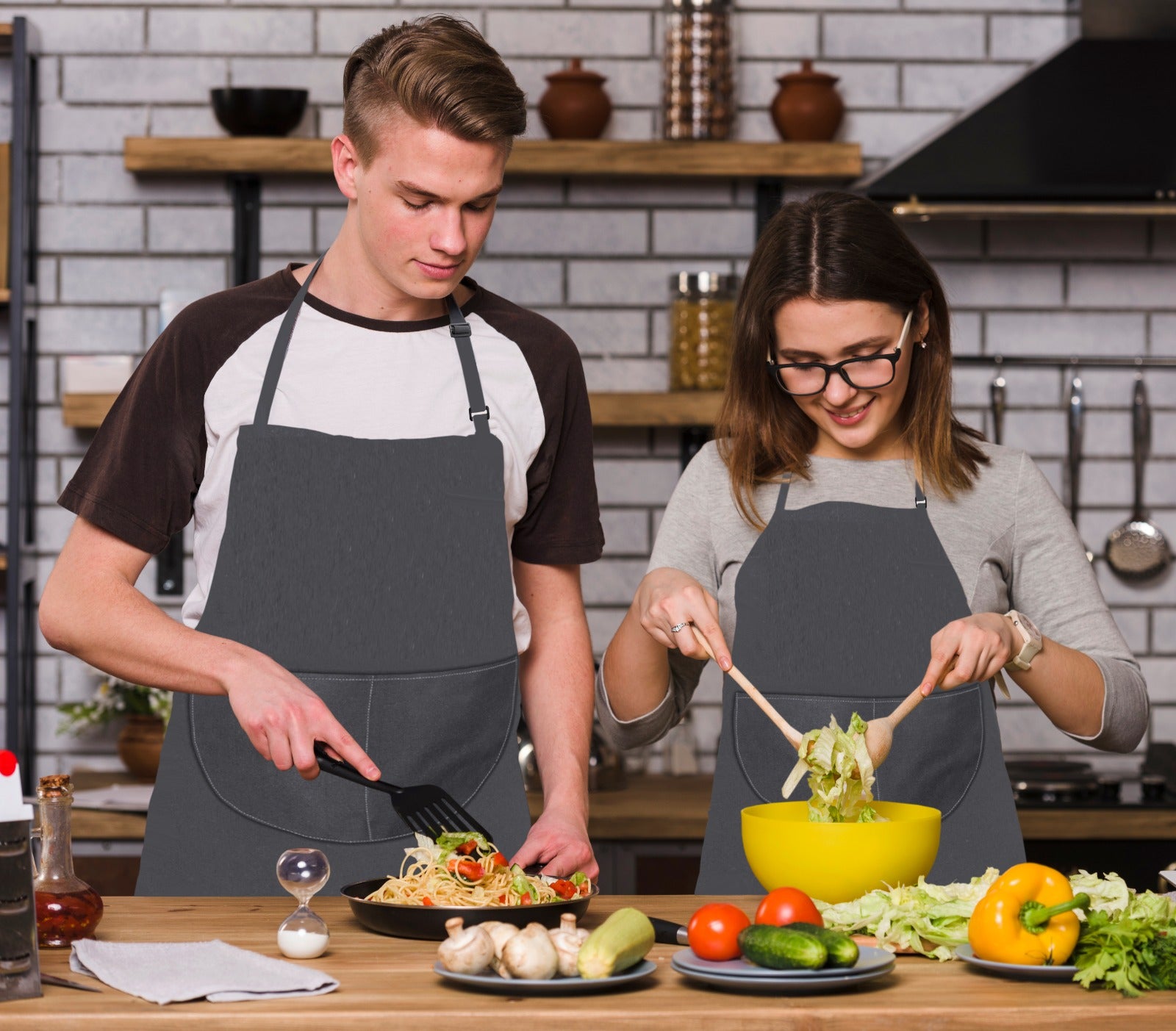 Kitchen Chef Apron Solid Grey