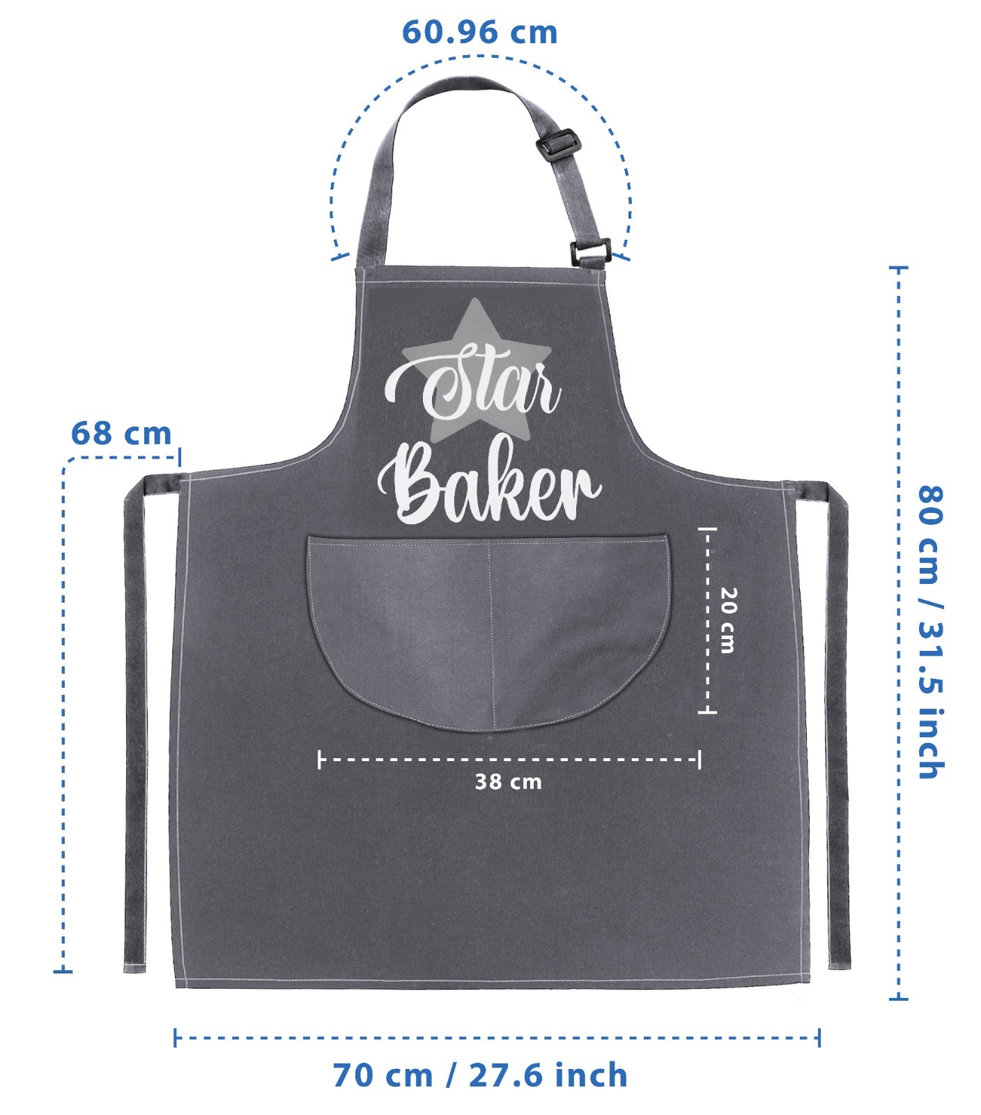 Star Baker Baking Aprons for Men Women Unisex Apron Bakers Apron Gift Grey