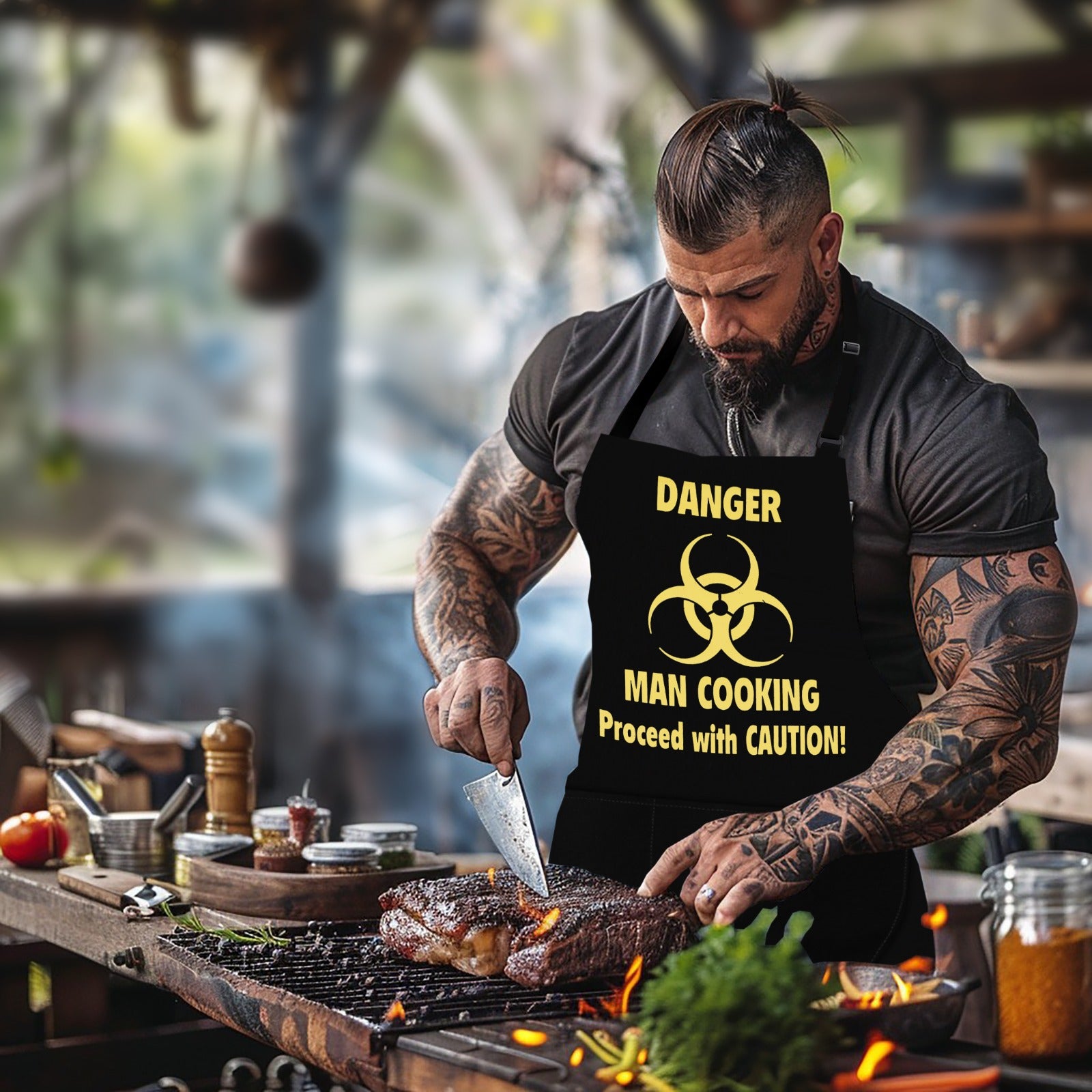 Kitchen Chef Apron Danger Man Cooking