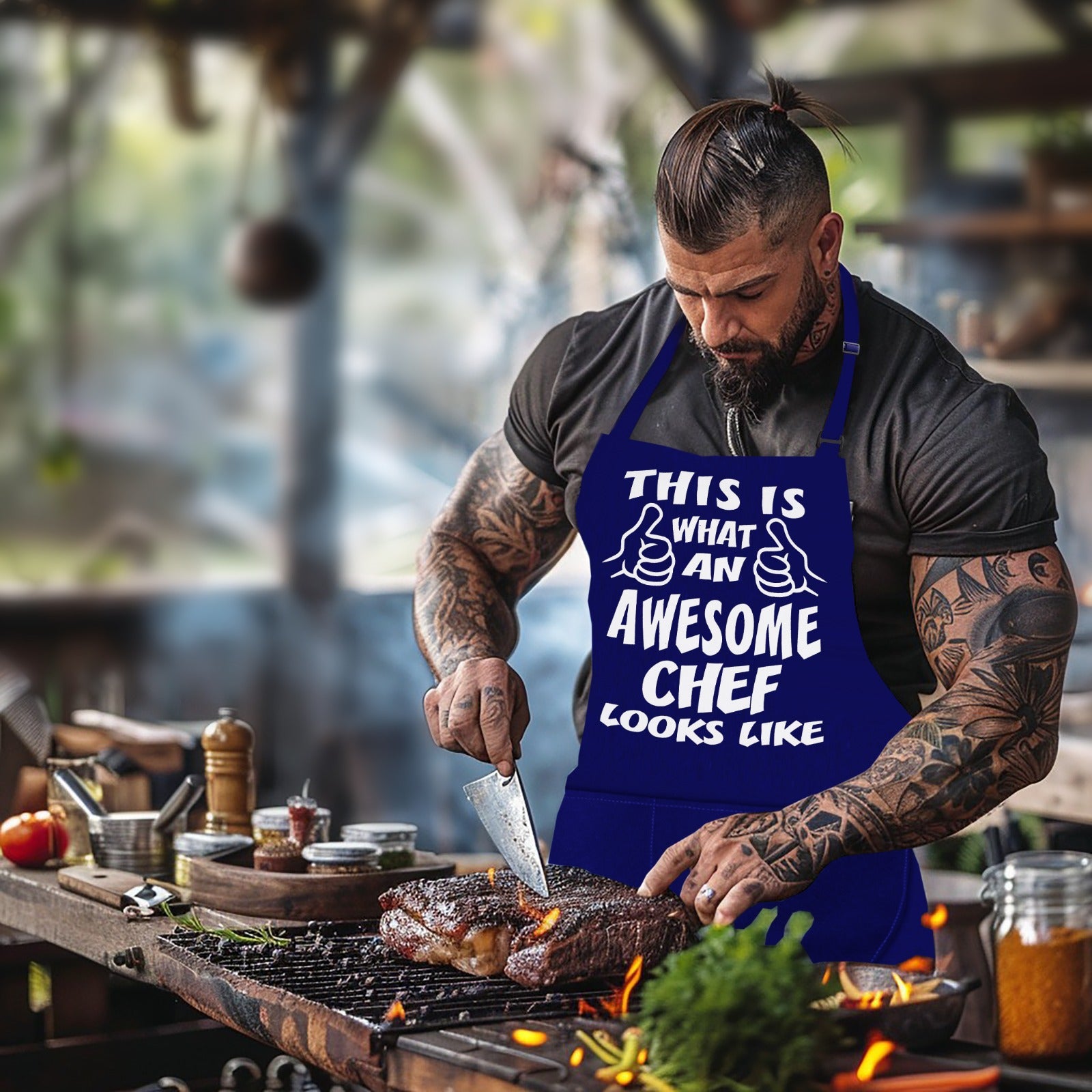 Funny Kitchen Chef Cooking Aprons for Men Awsome Chef Apron