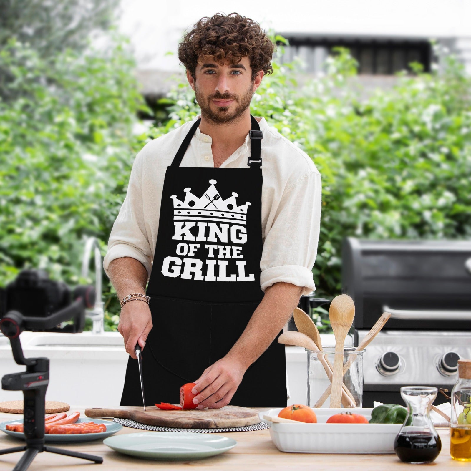 Kitchen Chef Apron King of the Grill Apron Black