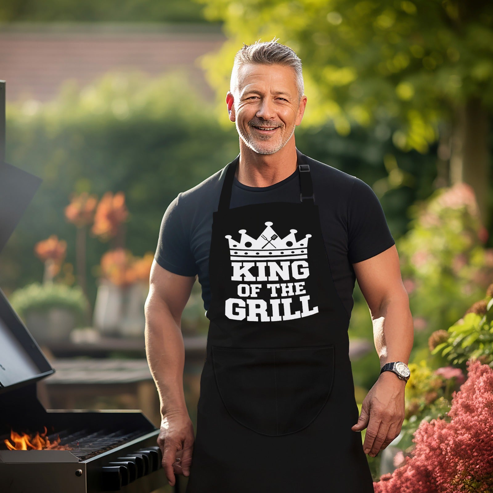 Kitchen Chef Apron King of the Grill Apron Black